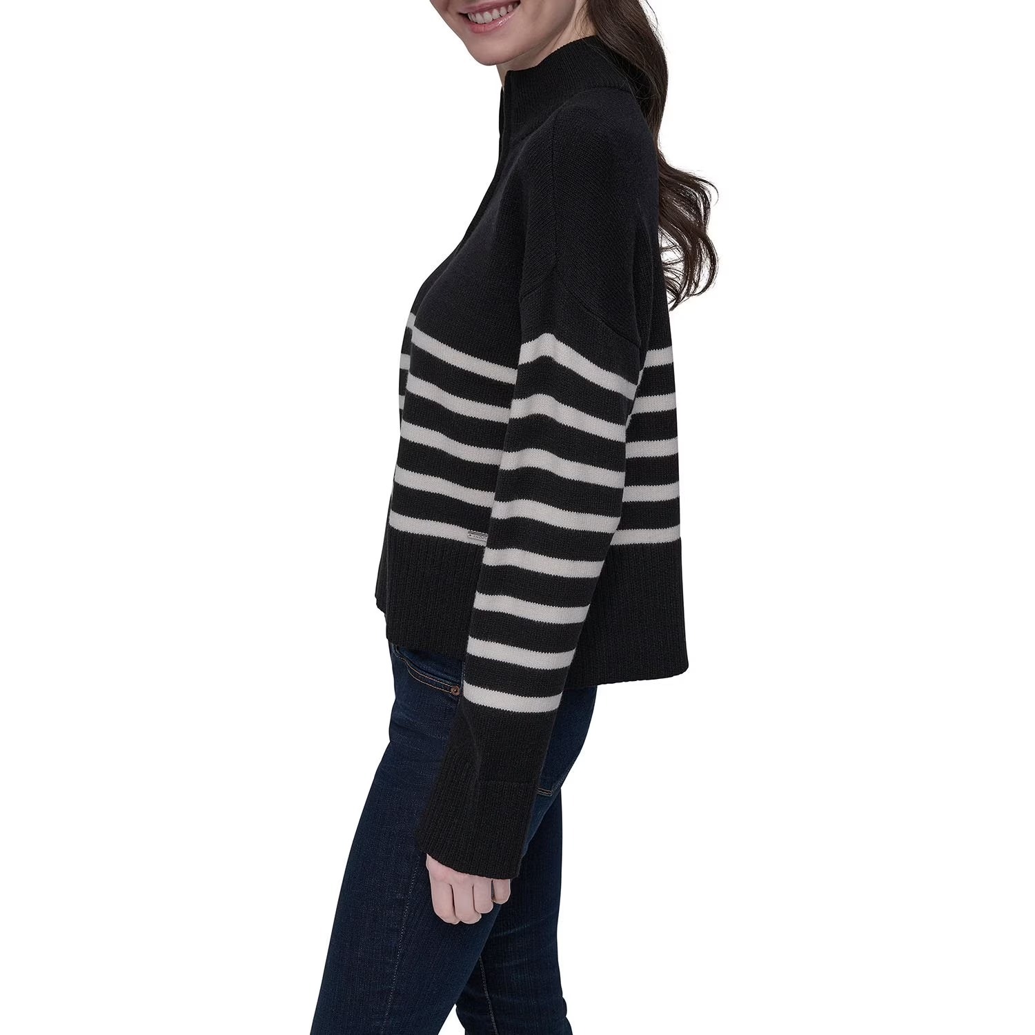 OBS292 DKNY Women's Quarter-Zip Sweater