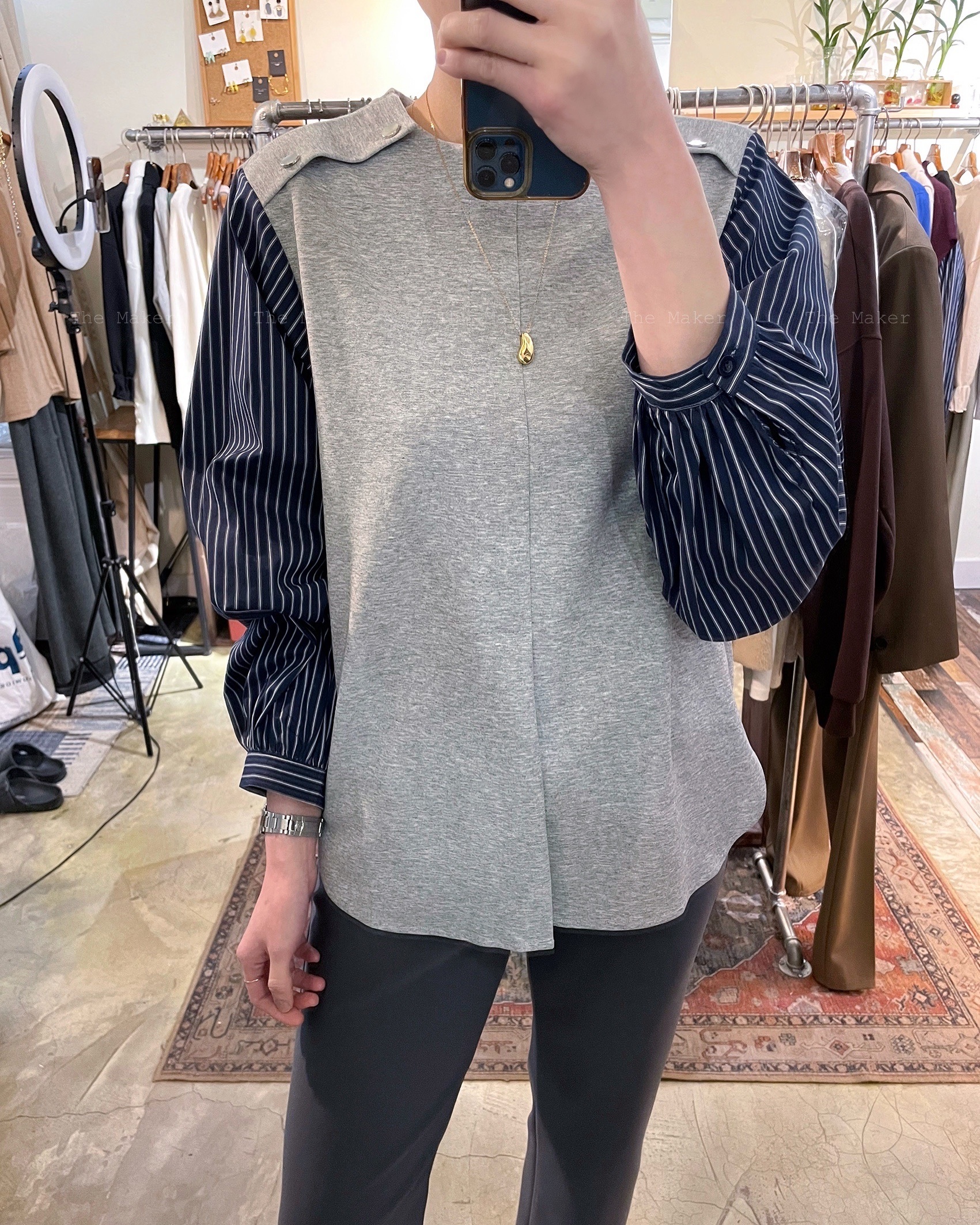 💎 滑滑棉質拼恤衫袖Top 💎