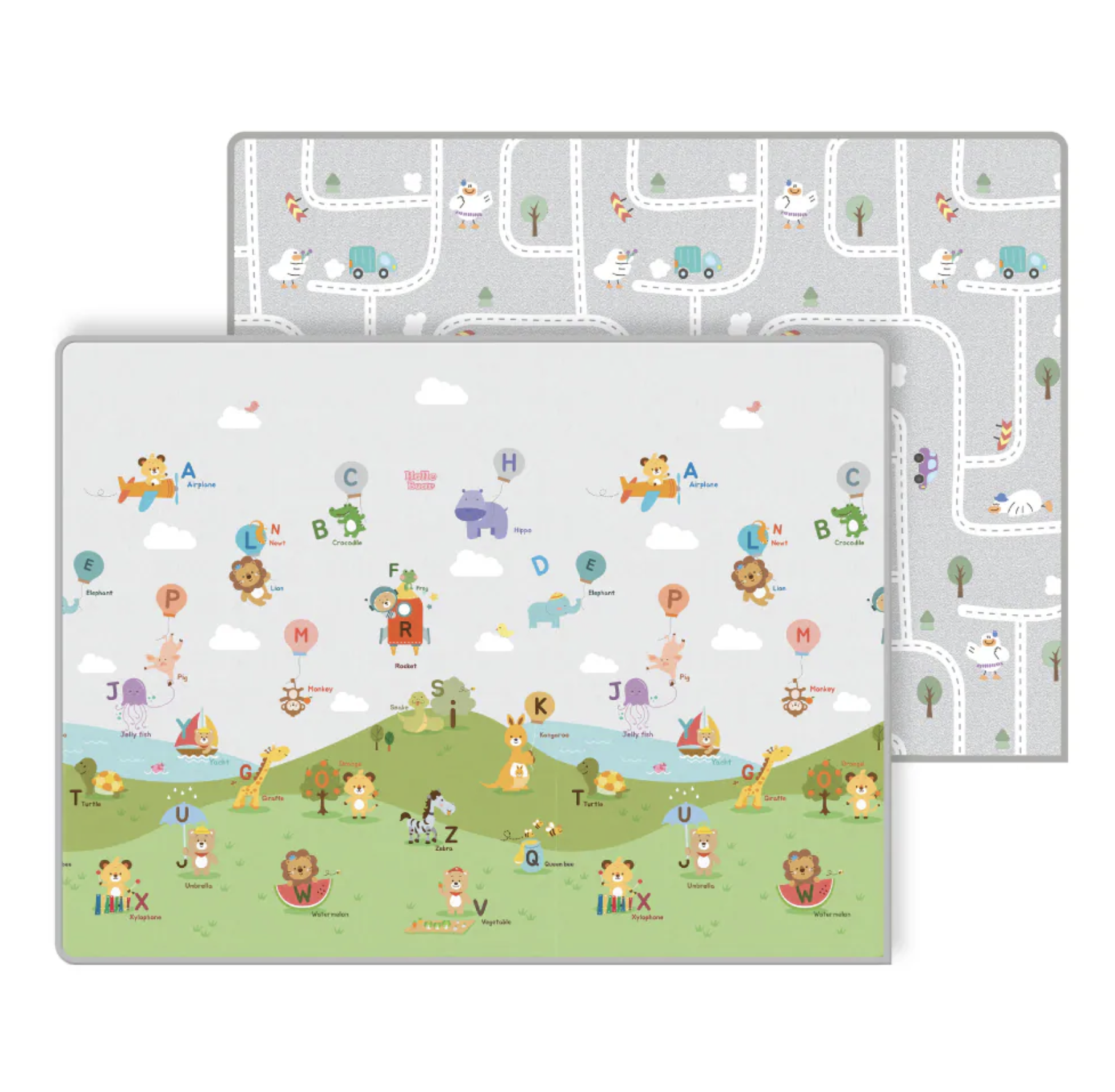 Parklon Prime Living 雙面包邊地墊 - Balloon Alphabet + Downtown Duck