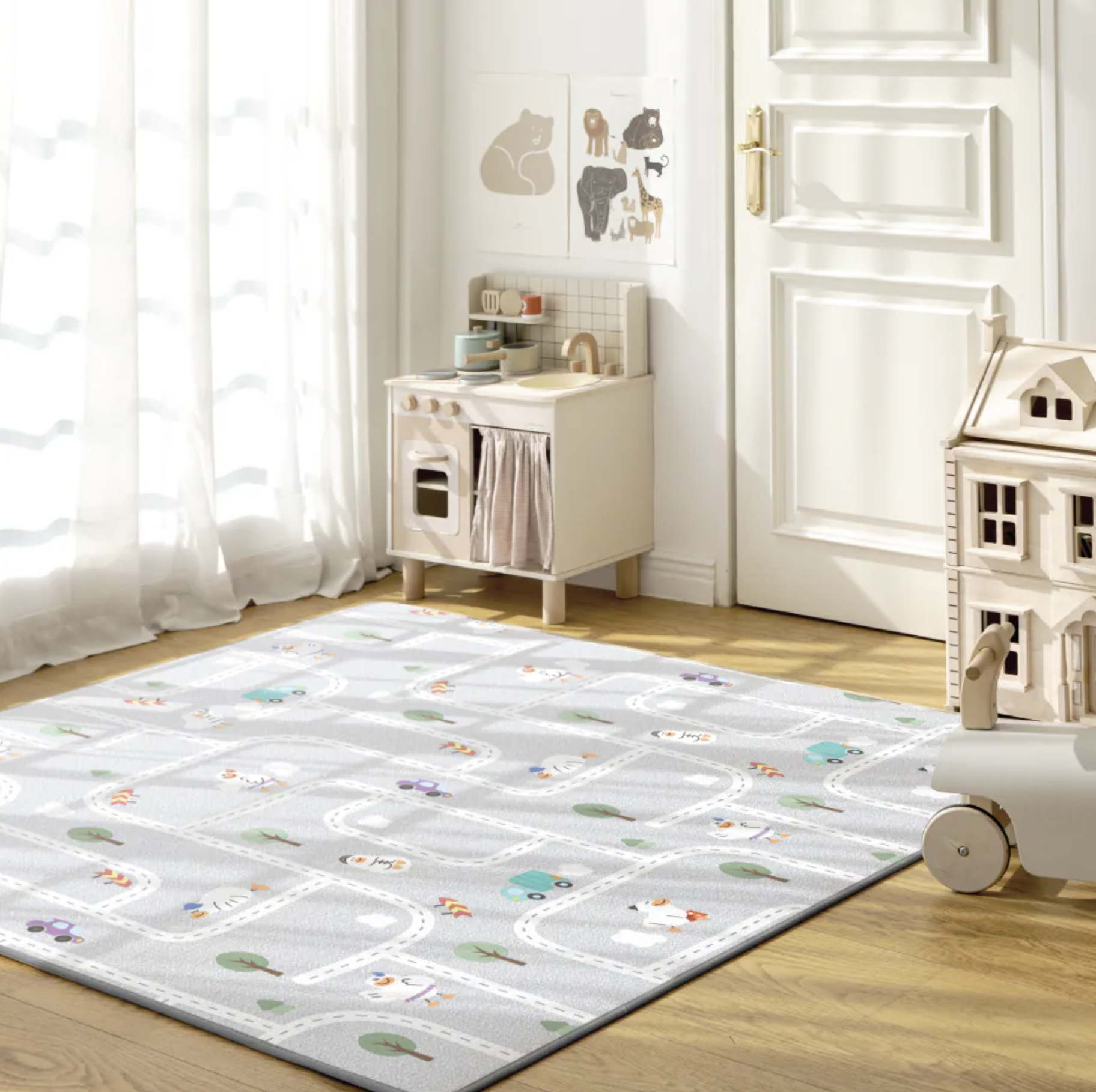 Parklon Prime Living 雙面包邊地墊 - Balloon Alphabet + Downtown Duck