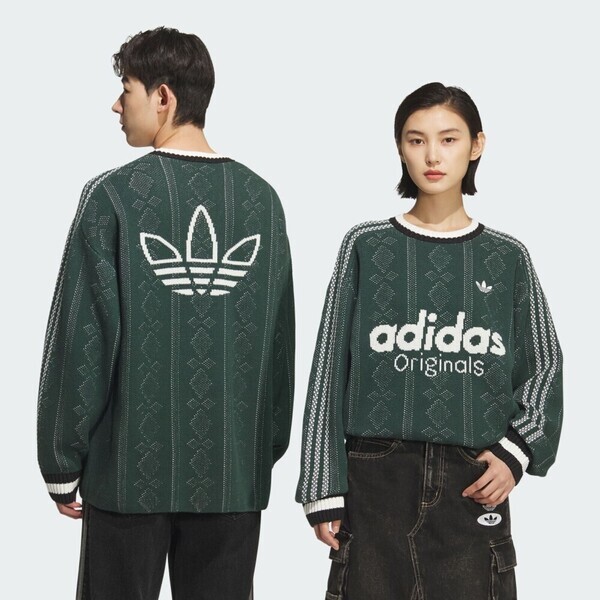 Adidas 愛迪達 U Sweater KS5957 男女 針織衫 長袖 毛衣 綠 白 亞版
