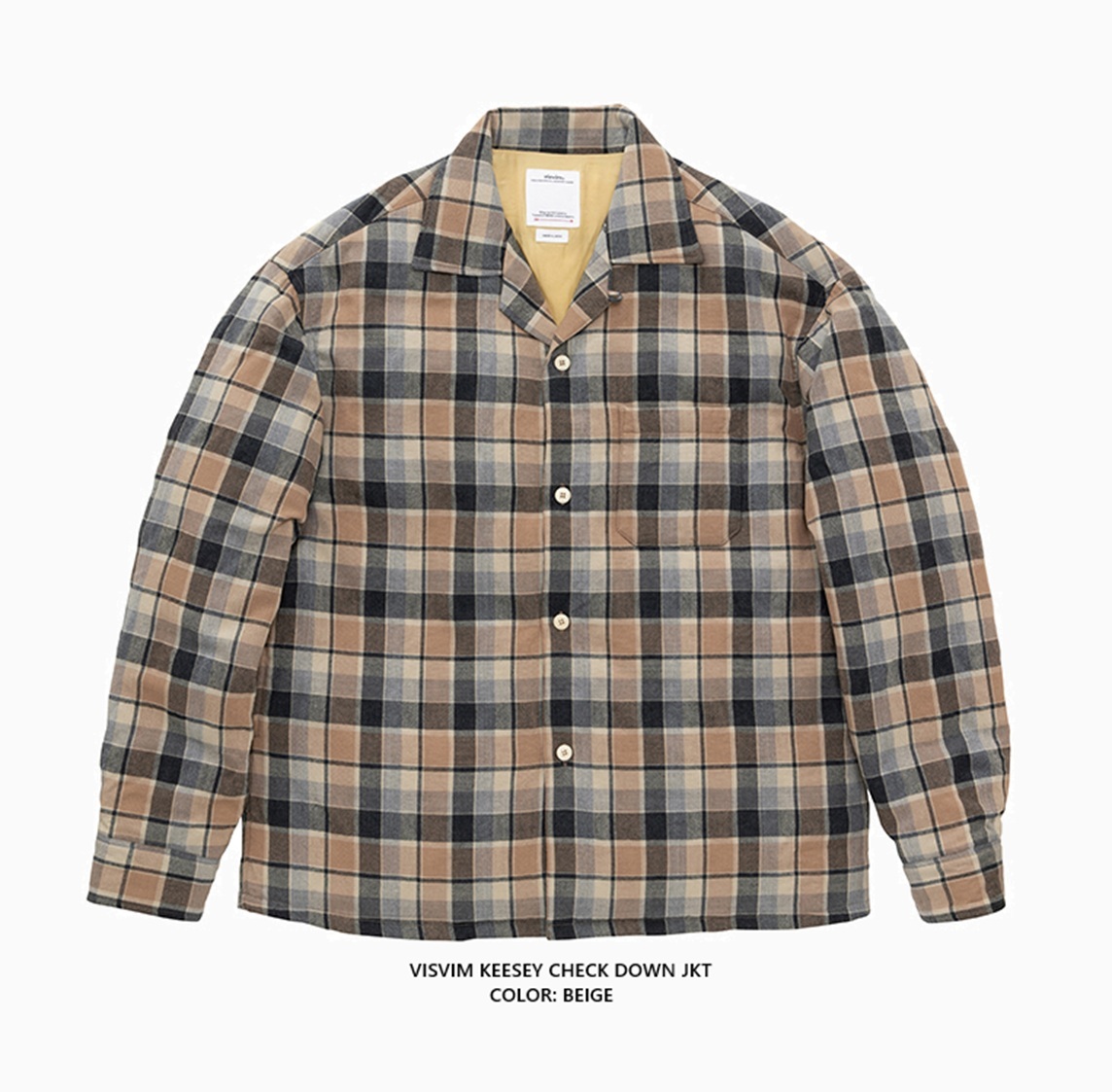 RE-STOCK: VISVIM 2025 S/S KEESEY CHECK ((DOWN)) JKT - BEIGE SIZE 5 IN STOCK NOW (現貨發售中)