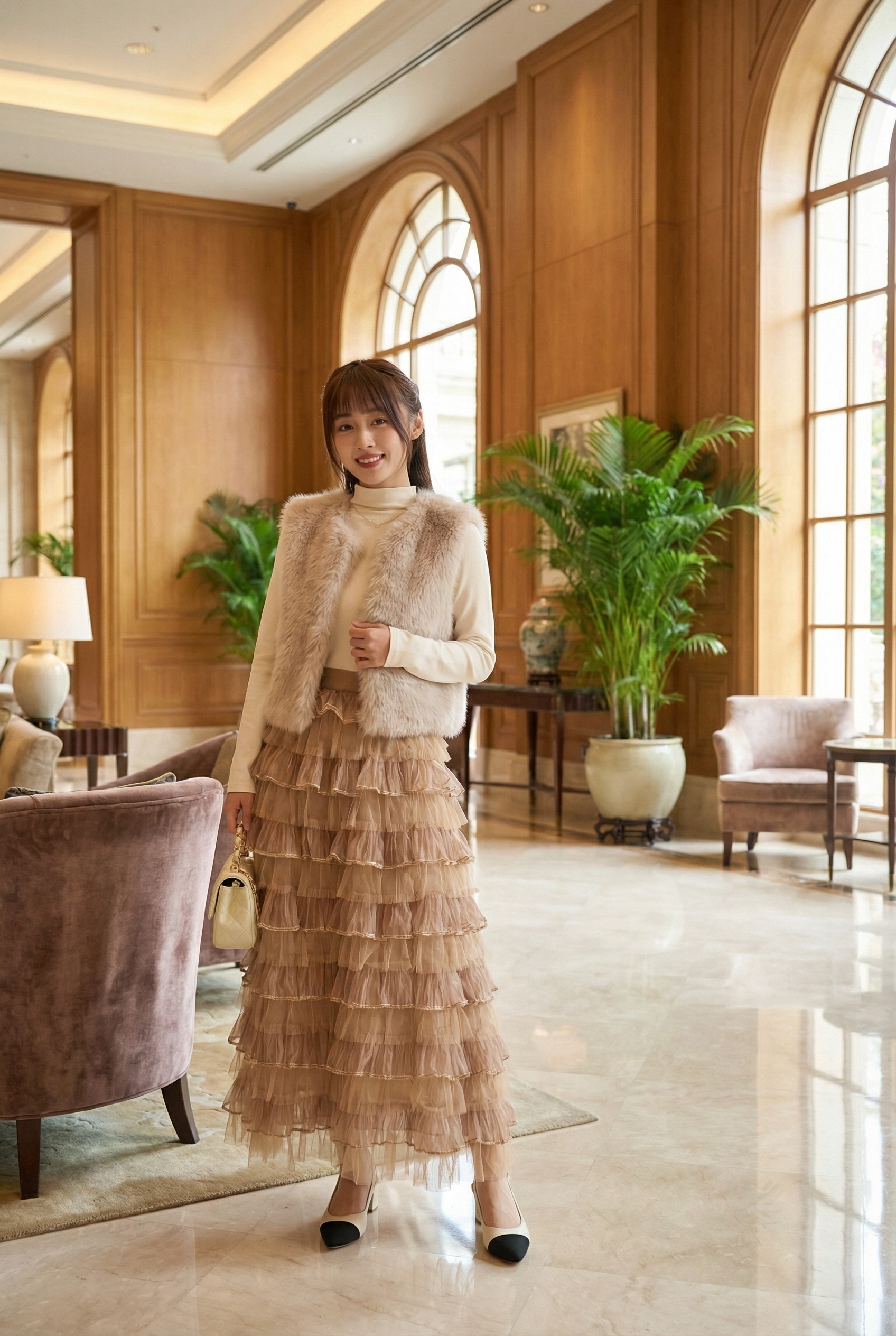 雲紗多層荷葉蛋糕長裙