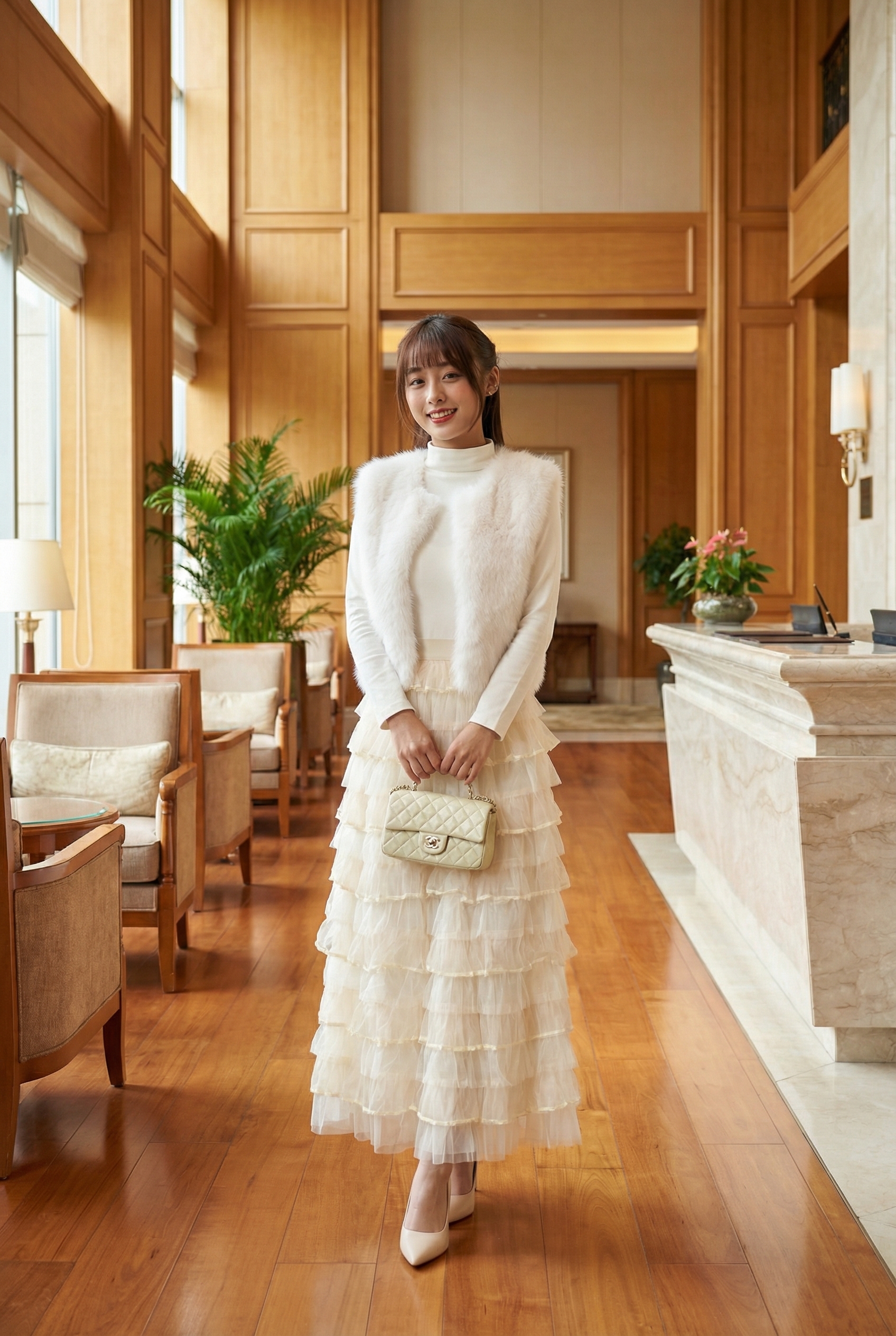 雲紗多層荷葉蛋糕長裙