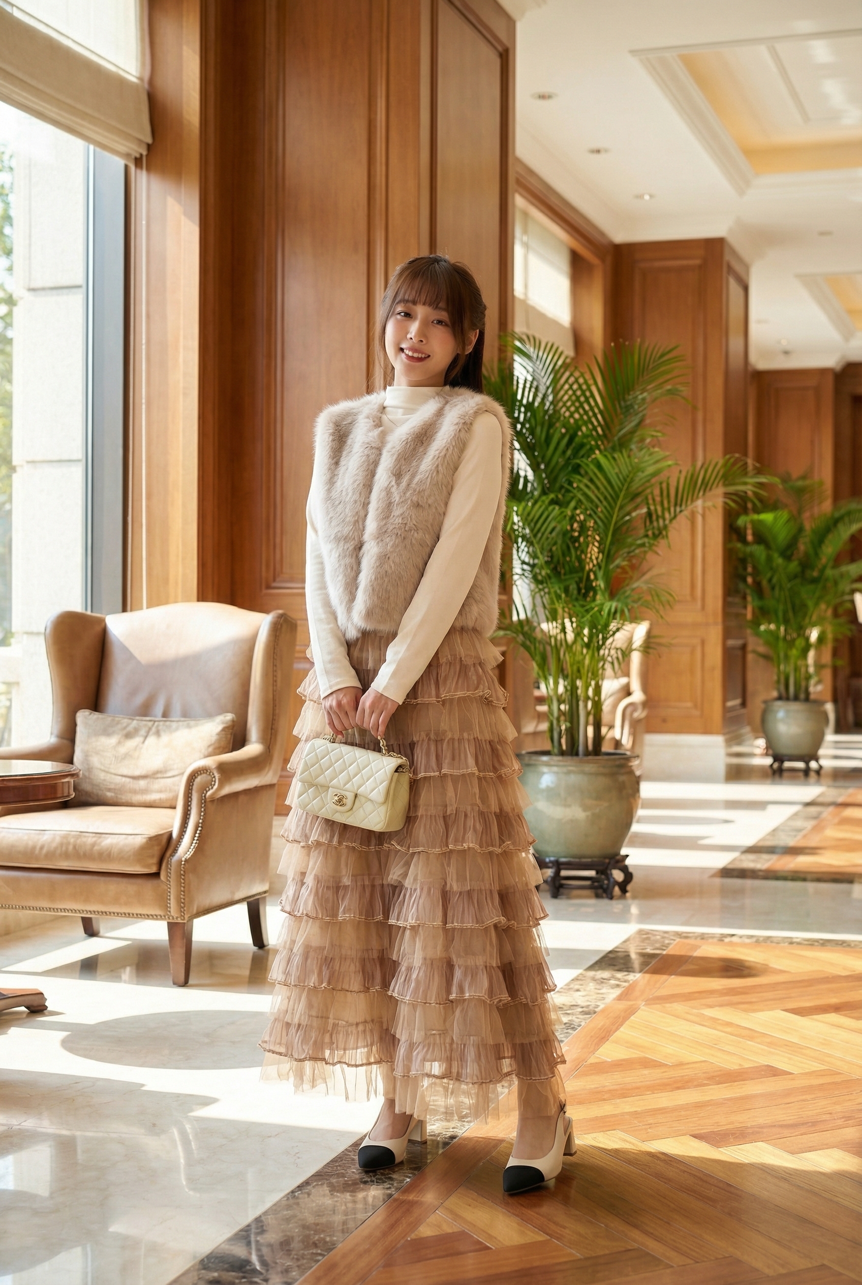 暖絨毛背心・高領上衣兩件組