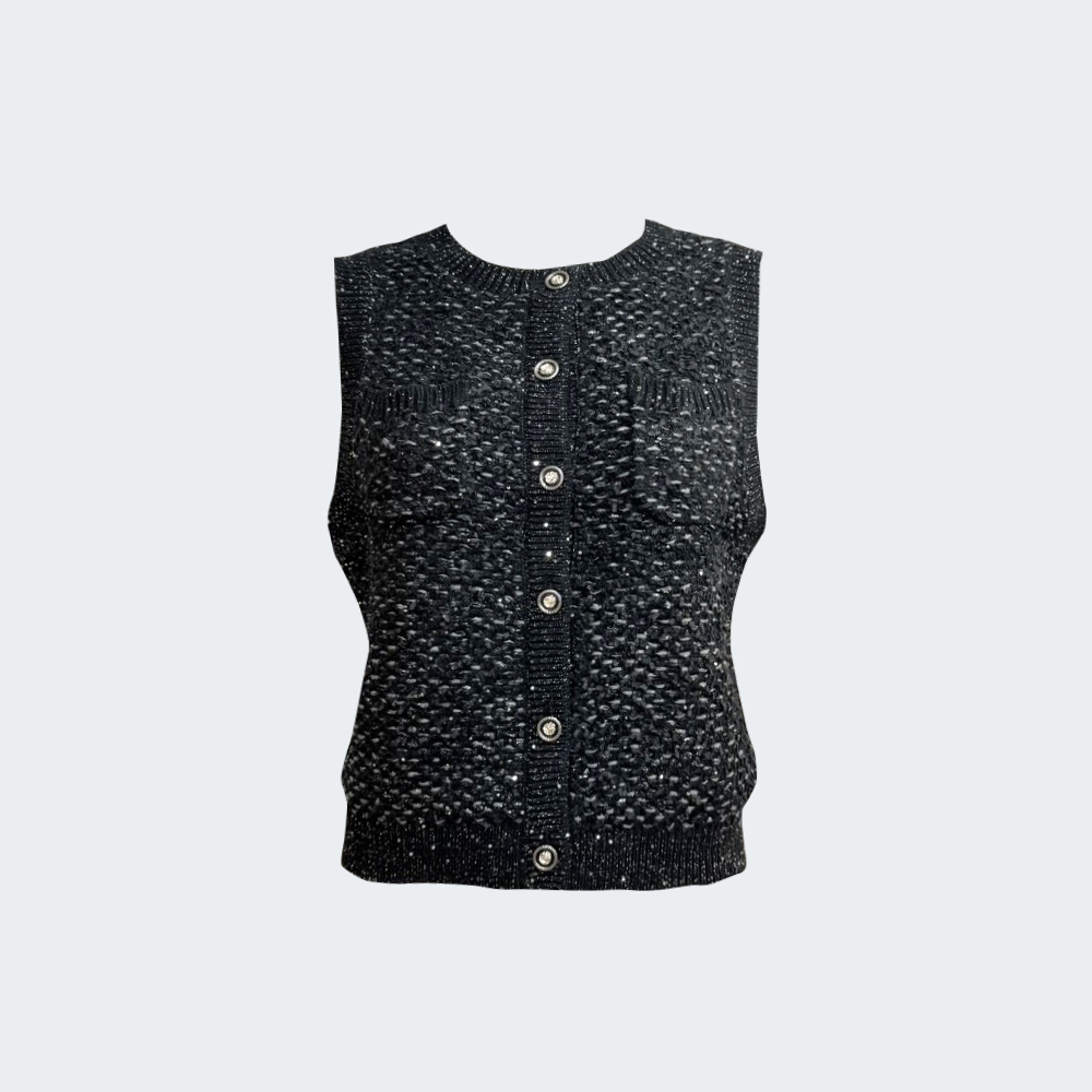 金蔥混羊毛立體針織背心