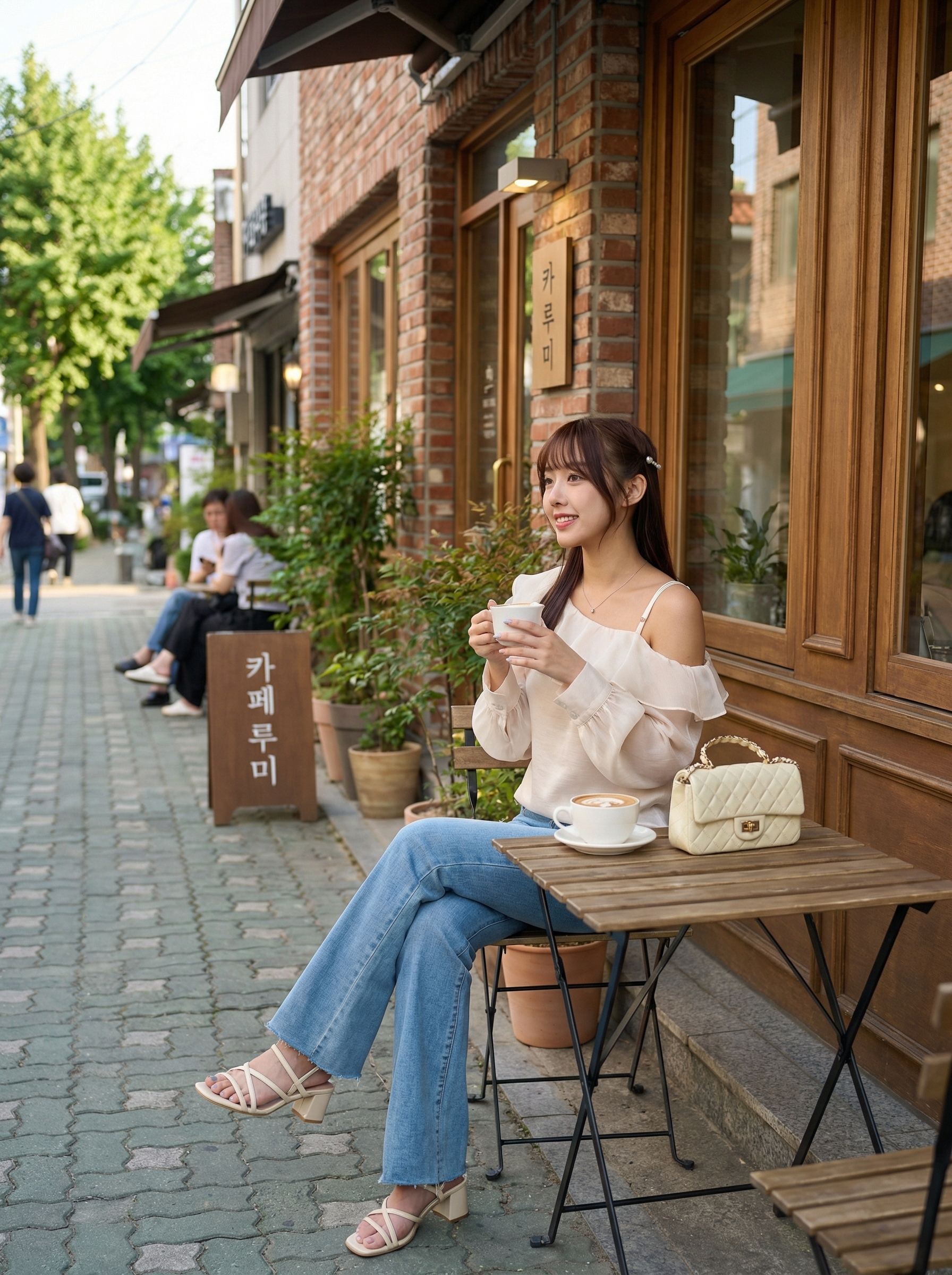 漫紗荷葉單肩上衣(肩帶珍珠款/無珍珠款)