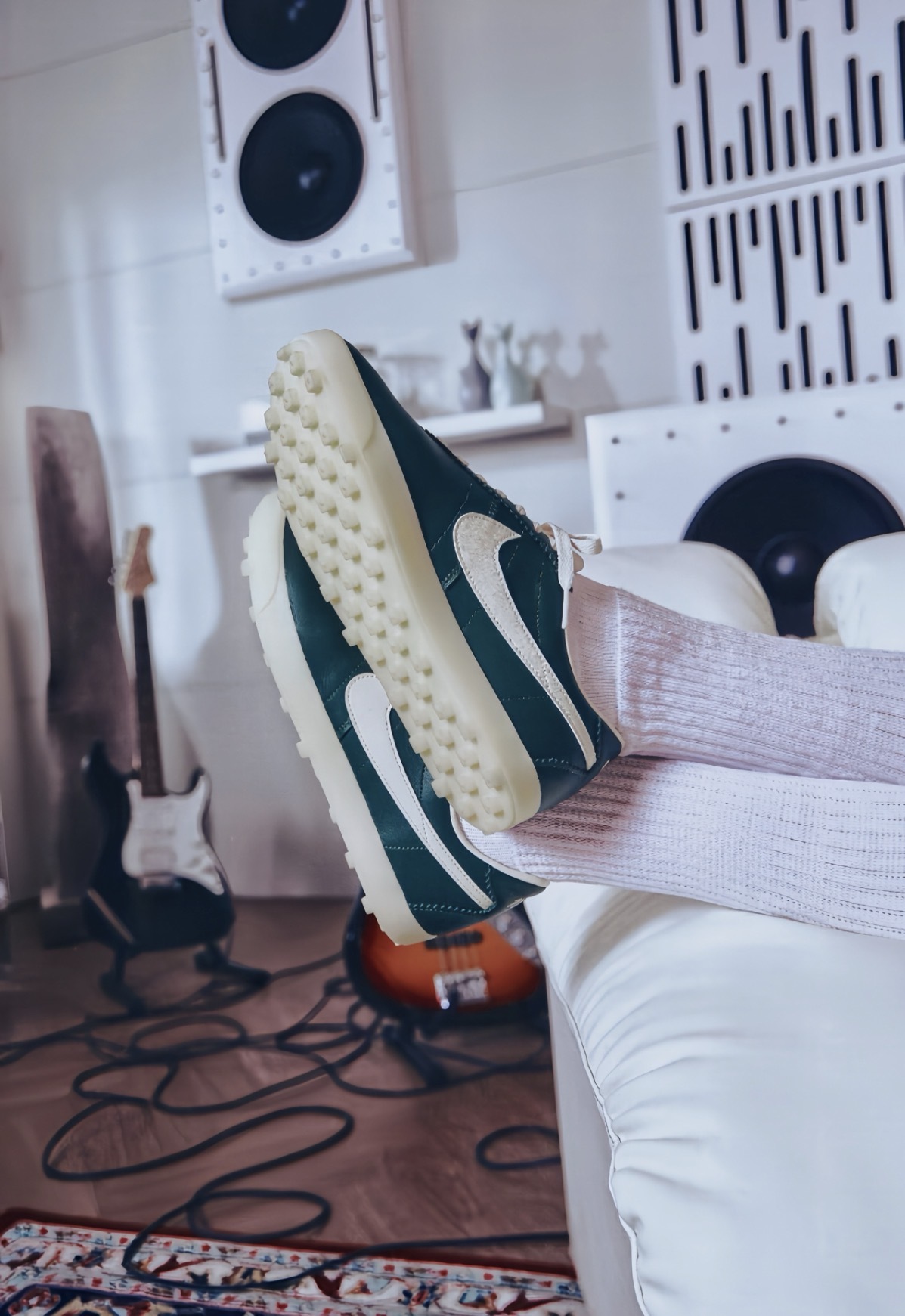 女鞋 NIKE W ASTROGRABBER LTHR 綠色 MEOVV同款 復古 皮革 鬆餅格紋 休閒鞋【II1259-300】