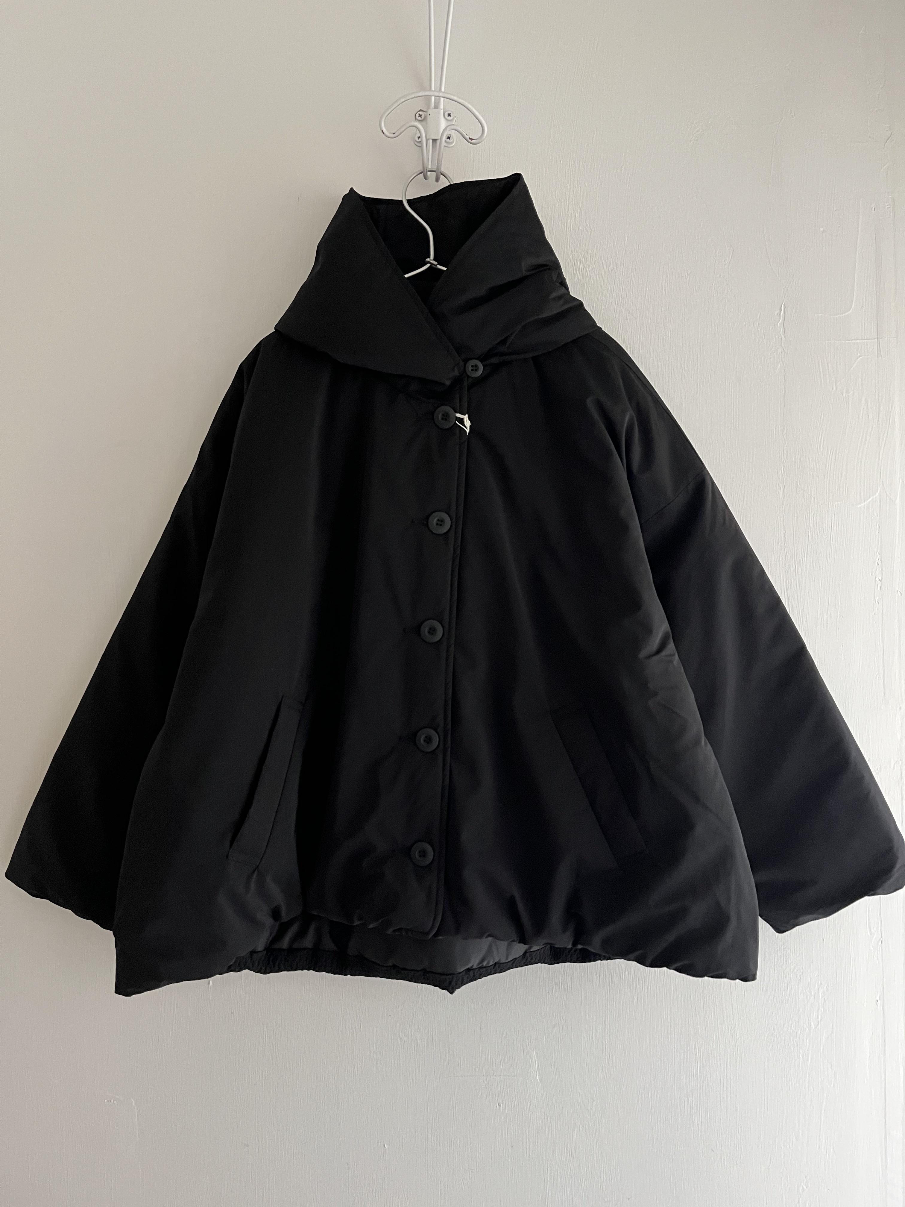 USA-ire黑色夾綿泡泡領有帽褸