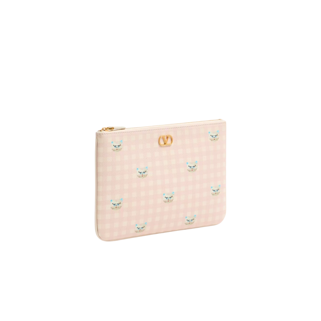 1FF0101-330 [VALENTINO GARAVANI] Vlogo Signature Clutch Bag In Le Chat De La Maison Grainy Calfskin Pink (SS26) #8W2P0AK4JVH_9PK (W-EU-E)