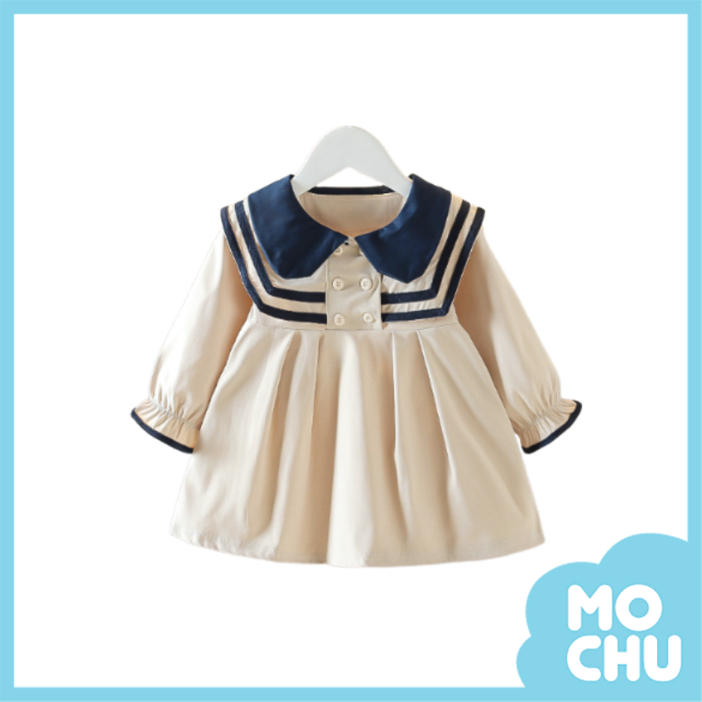 海軍風雙色長袖洋裝(二色)