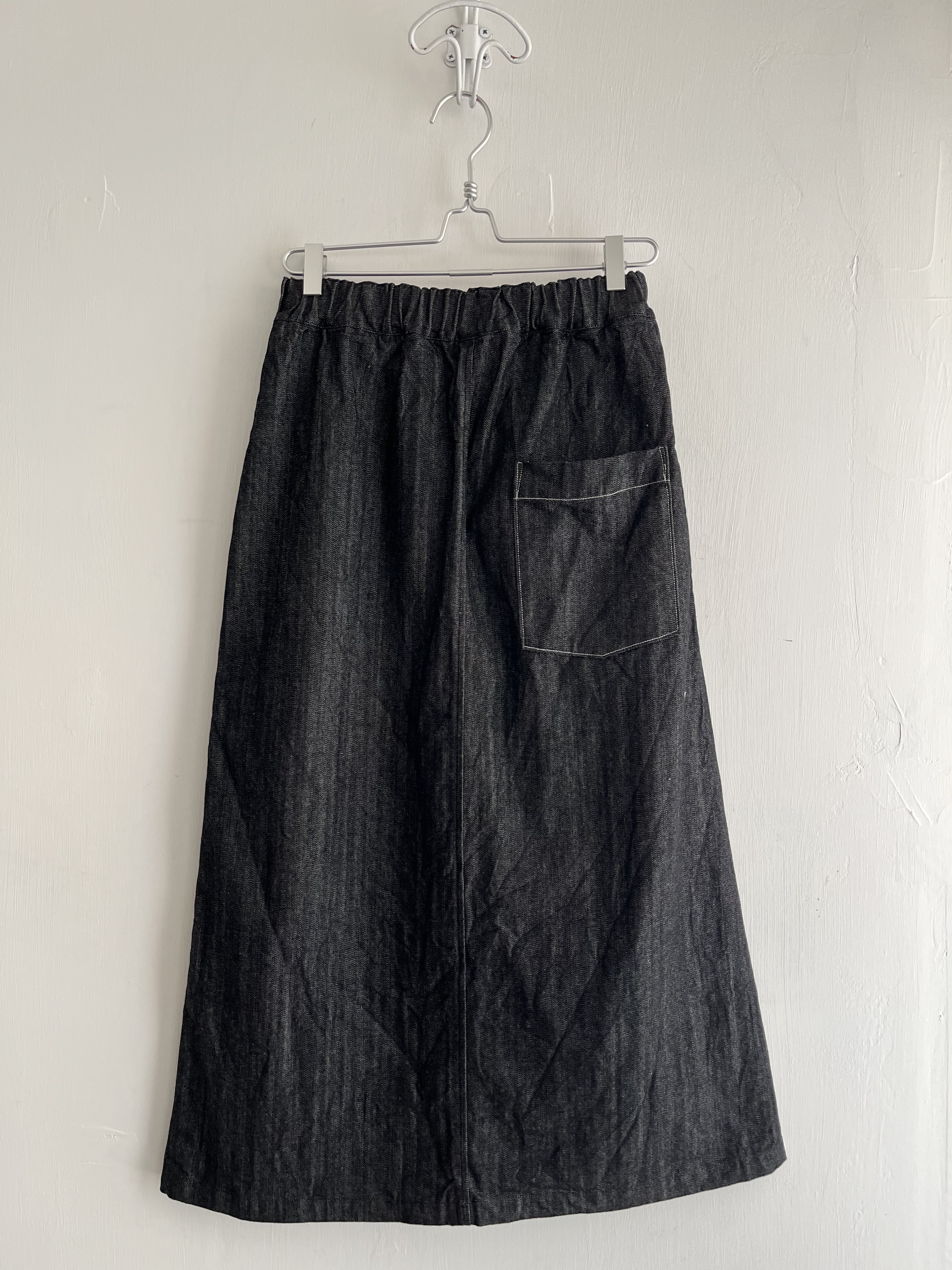 日本製DIARIES黑色牛仔布全橡筋裙