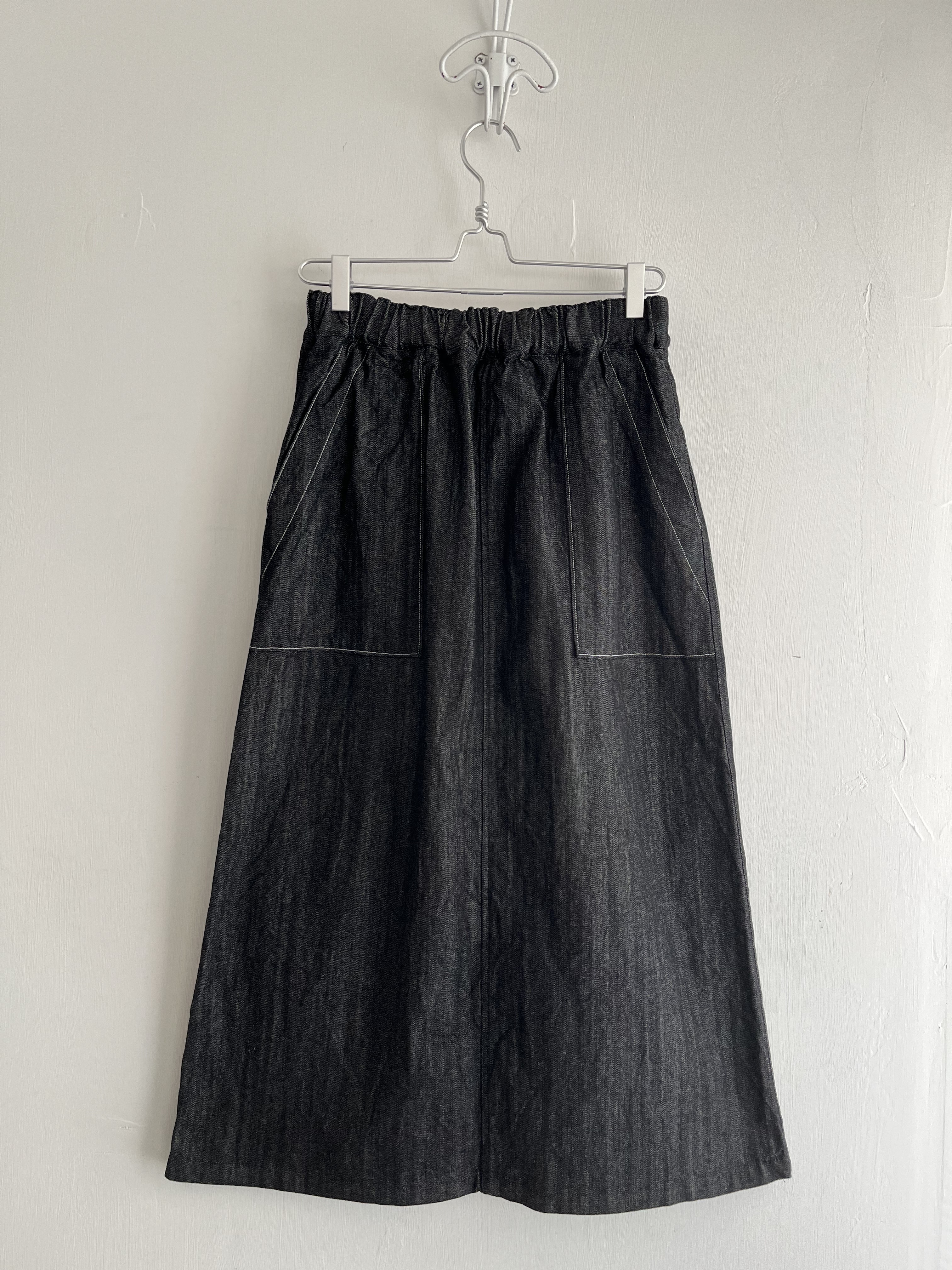 日本製DIARIES黑色牛仔布全橡筋裙