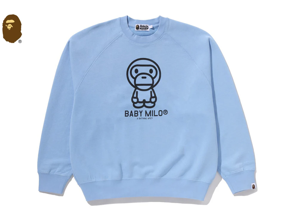 【BAPE男生】0131 發售 寬版衛衣HEAVY WASH BABY MILO RELAXED FIT CREWNECK SWEATSHIRT