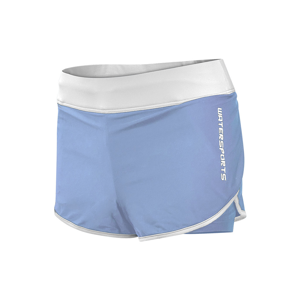 Colorblock Layered Leggings Beach Shorts - Light Blue/White