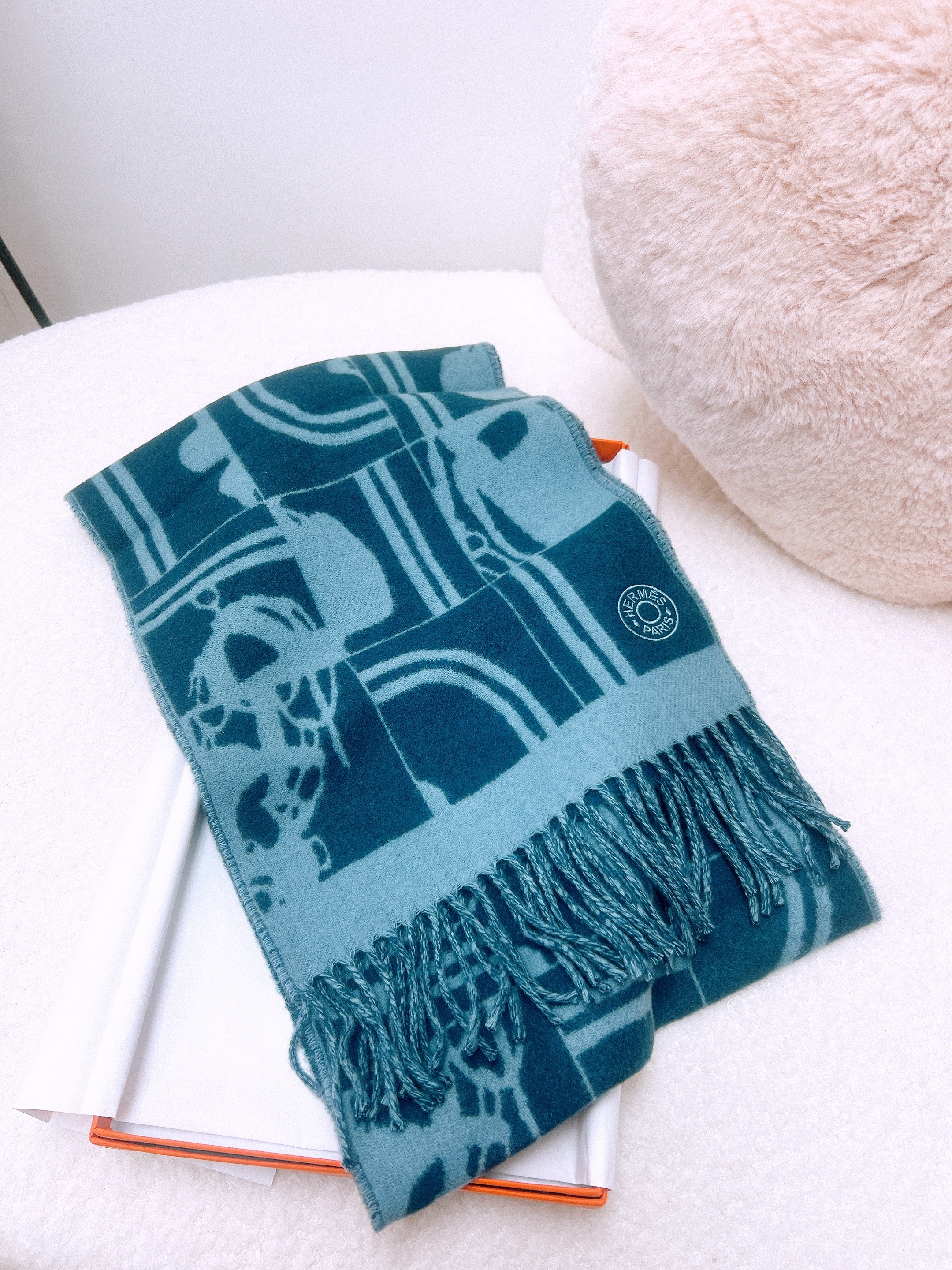 *Unused* Hermes scarf/ muffler (blue brides de gala en desordre)