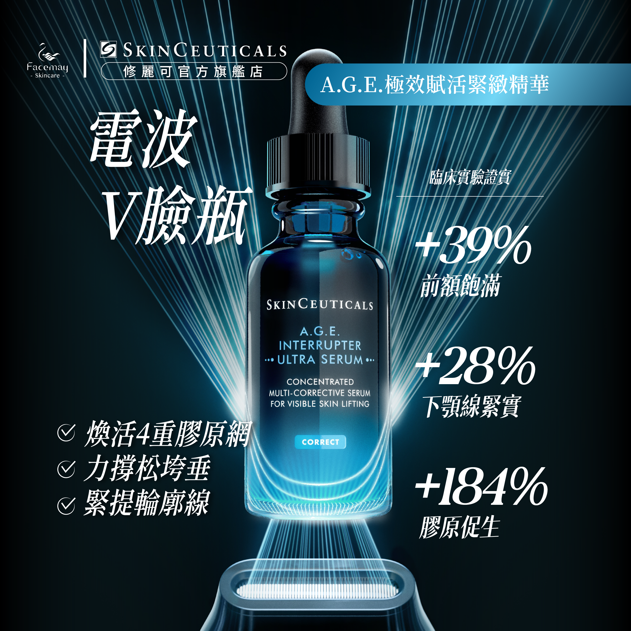 【全方位醫美逆齡套組】修麗可AGE極效賦活緊緻精華+三重原生膠原彈嫩精華(醫療院所獨家)+超濃度CE緊緻修護抗氧化精華+AGE普拉斯鏈活膚緊緻霜+P-TIOX超胜肽抗皺極光精華+AGE普拉斯鏈彈潤緊緻眼霜(醫療院所獨家)