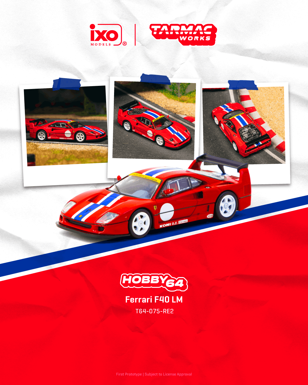 PO-$174 * TARMAC * 1:64 Ferrari F40 LM Red