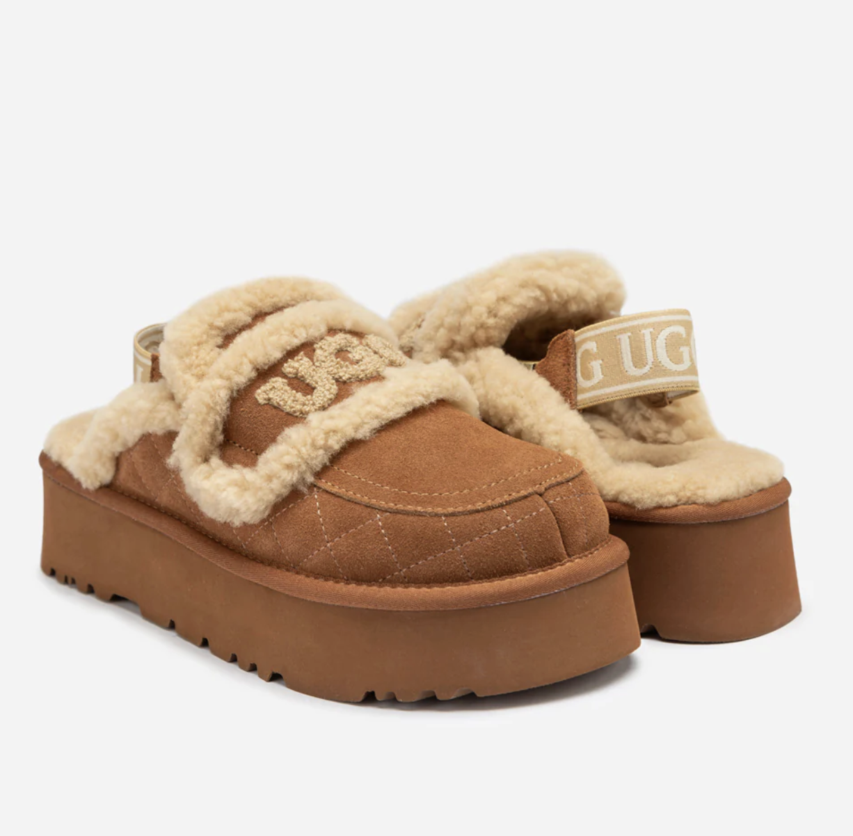 UGG Ozwear Violet Matelasse Shearling Platform Slipper (Detachable Feature)