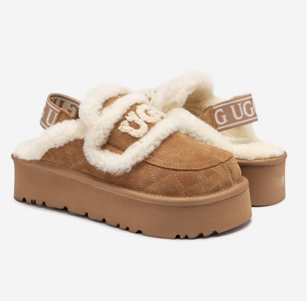 UGG Ozwear Violet Matelasse Shearling Platform Slipper (Detachable Feature)