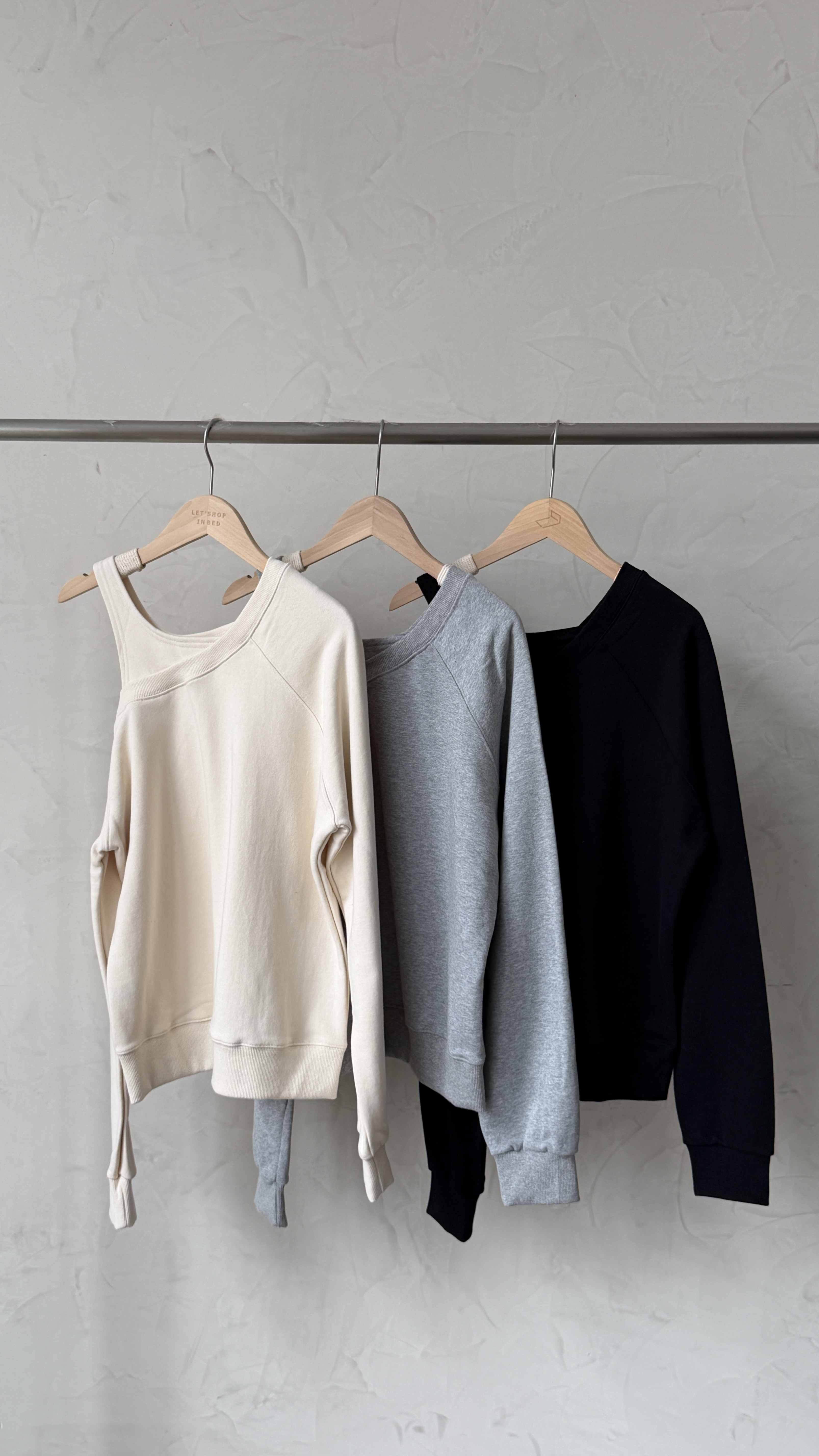 KR486 隨性露肩假兩件衛衣TOP-3色