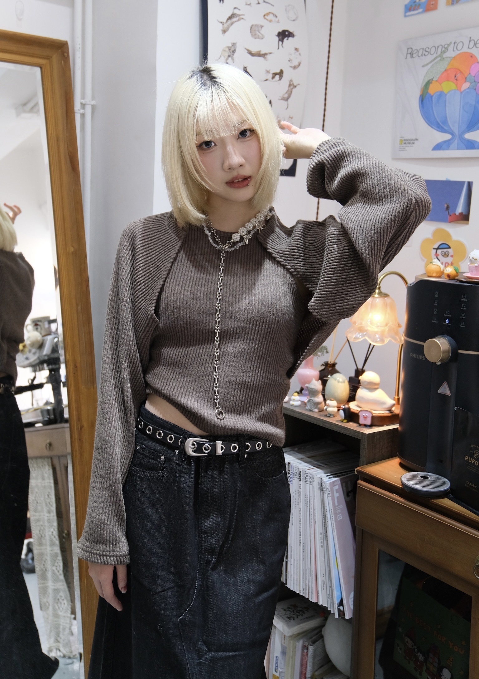 氣質坑紋背心+外套SET!