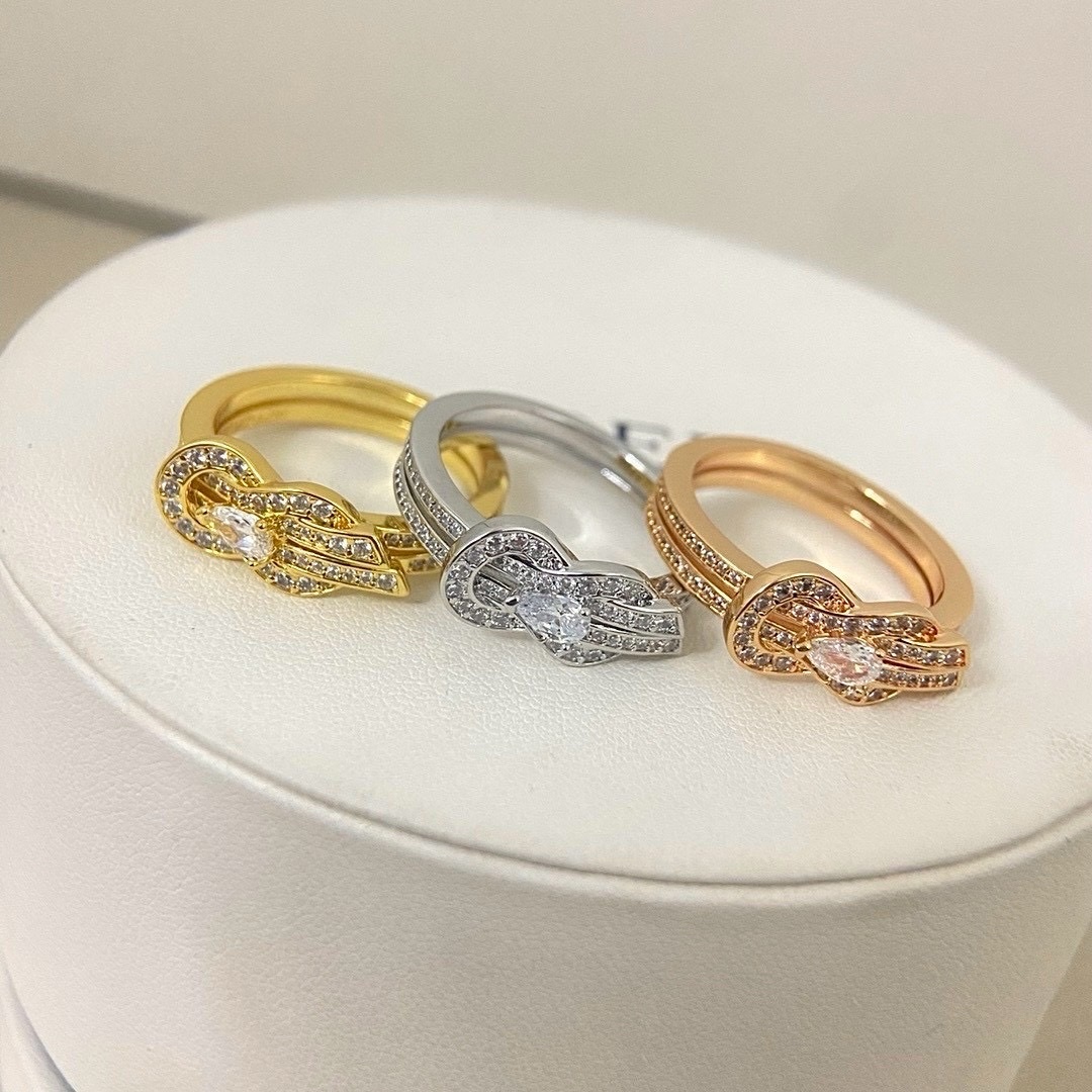 18k Fr”Chance infinie八字鑽指尖緞帶滿鑽高奢定製戒