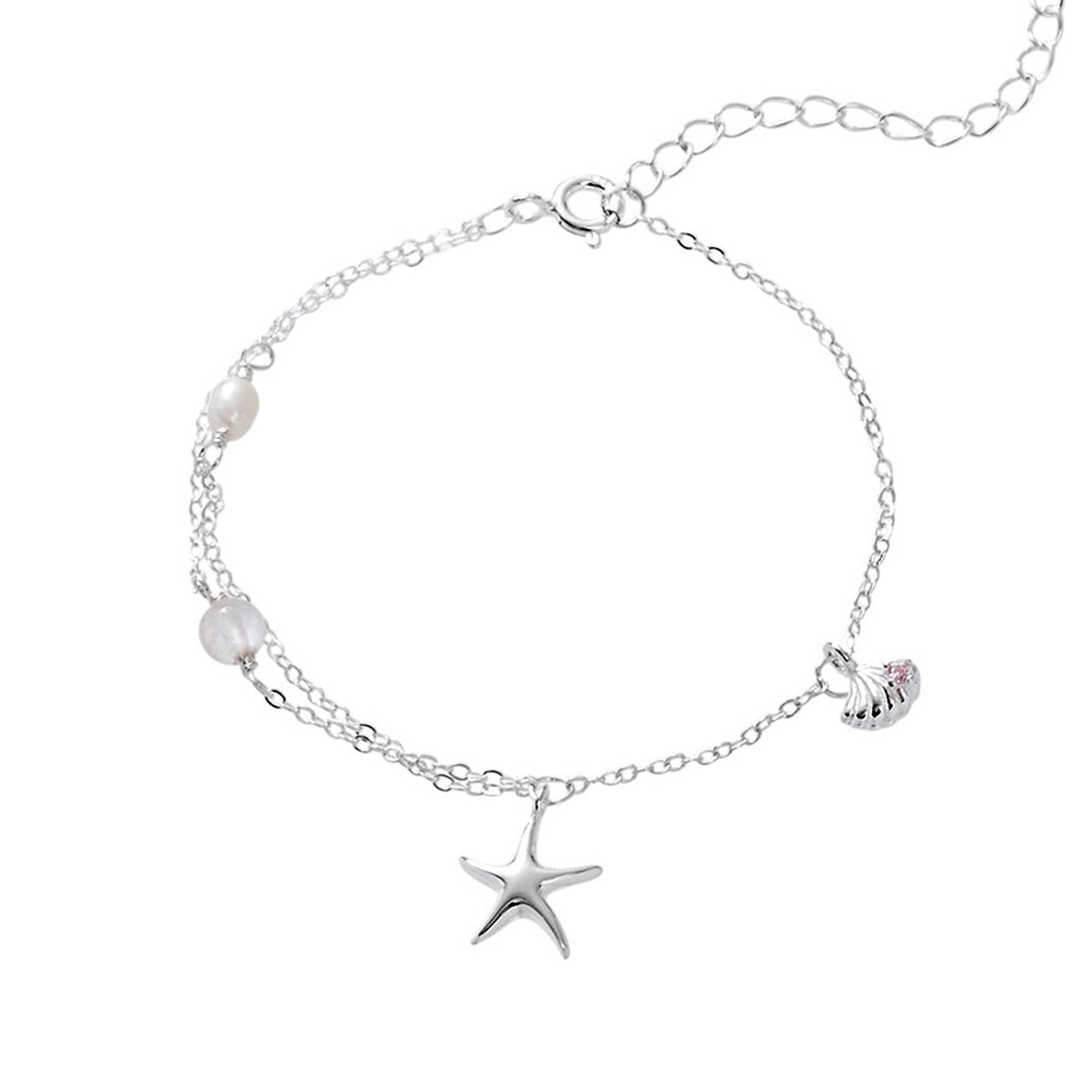 純銀,海藍寶,海星,貝殼,手鍊,平價飾品