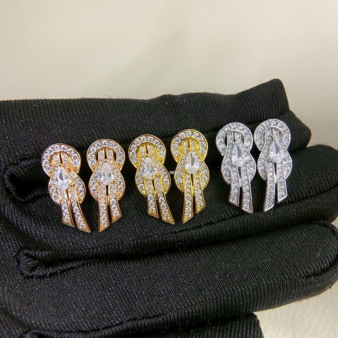 18k Fr”Chance infinie八字鑽無限來財滿鑽高奢定製耳釘