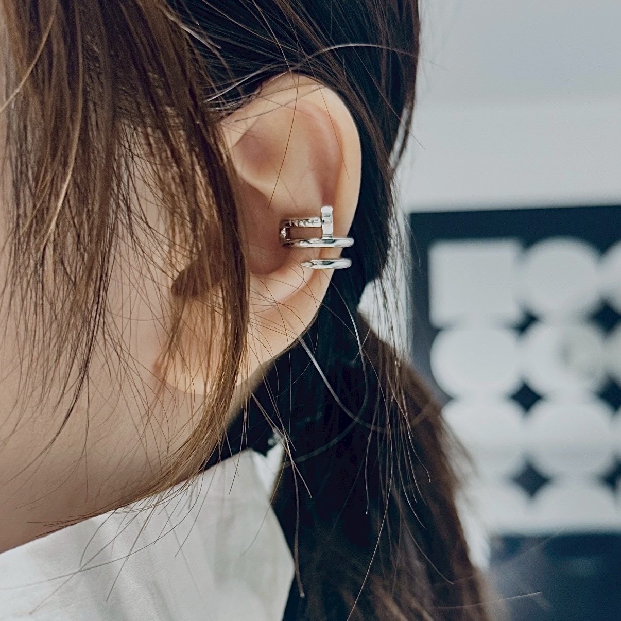 18k ct”釘子三層設計高奢定製耳骨夾