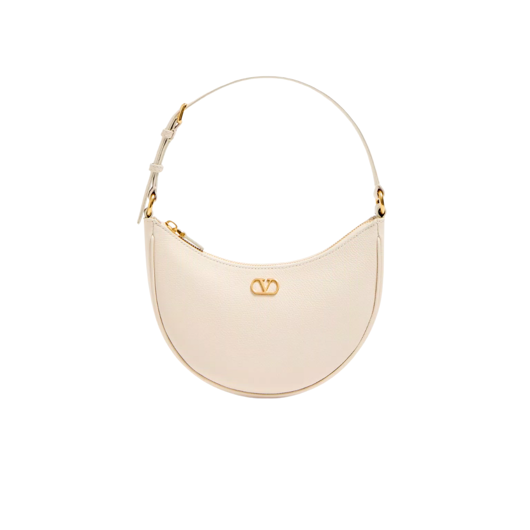 1FF0101-328 [VALENTINO GARAVANI] Vlogo Signature Mini Hobo Bag In Grainy Calfskin light ivory (SS26) #W2P0AK3SNP_I16 (B-EU-E)