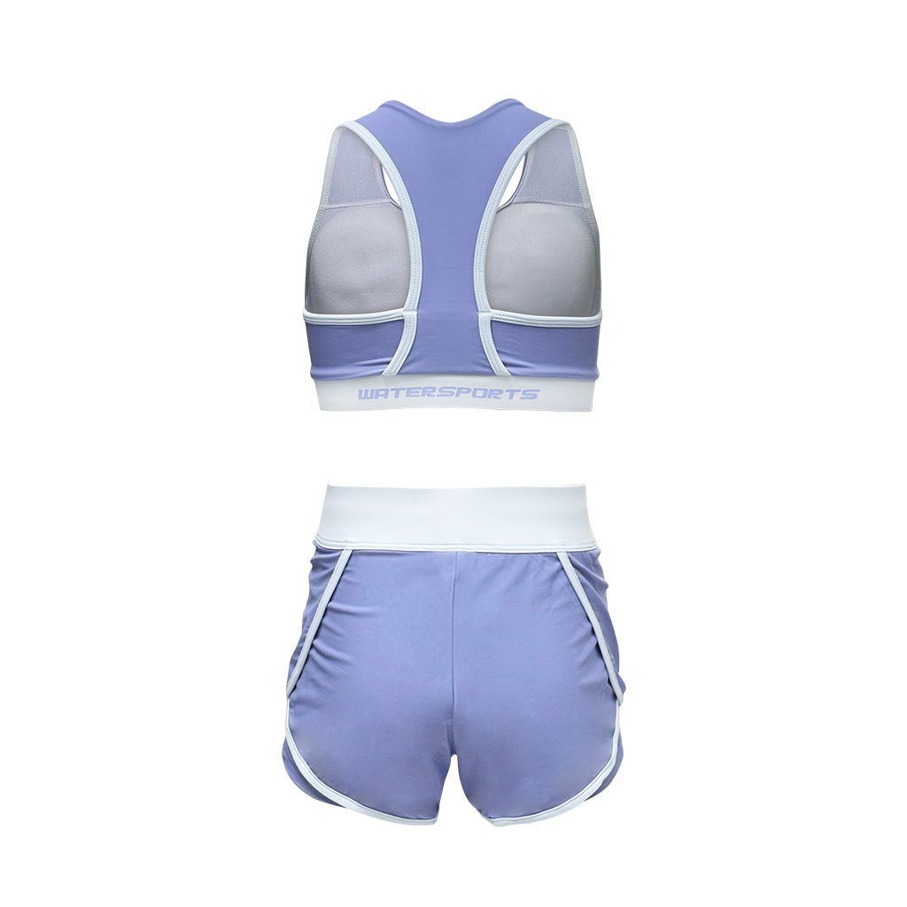 Dive Swim Bra Top and Layered Leggings Beach Shorts - Purple/White