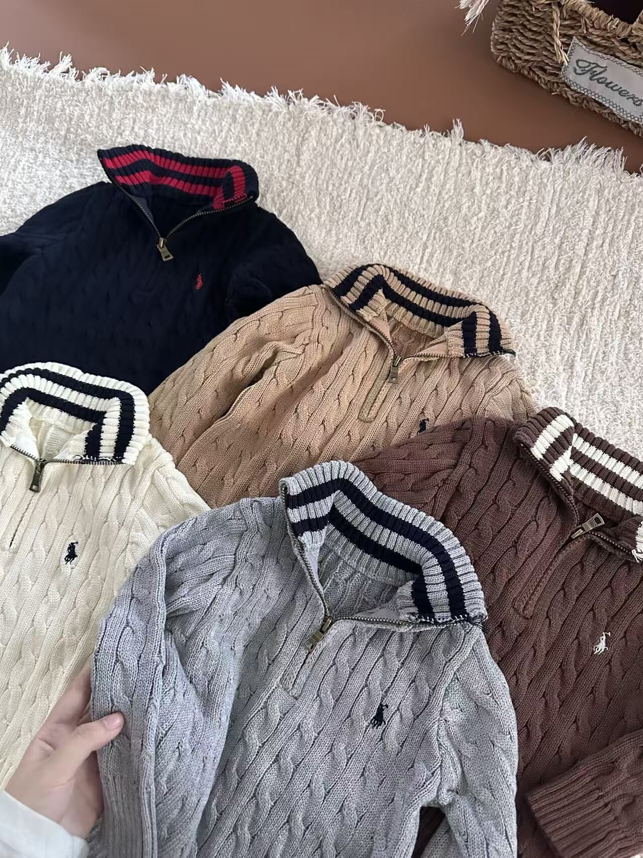 🐎𝐏𝐨𝐥𝐨 針織半拉鏈毛衣