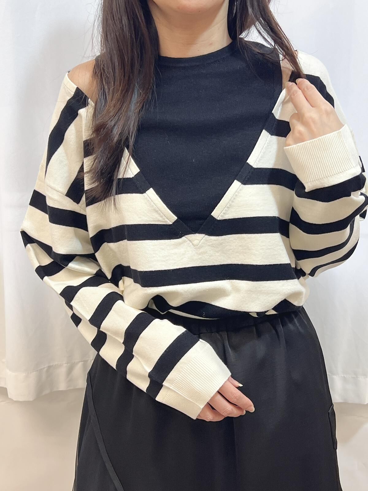 CE 假兩件露肩TOP