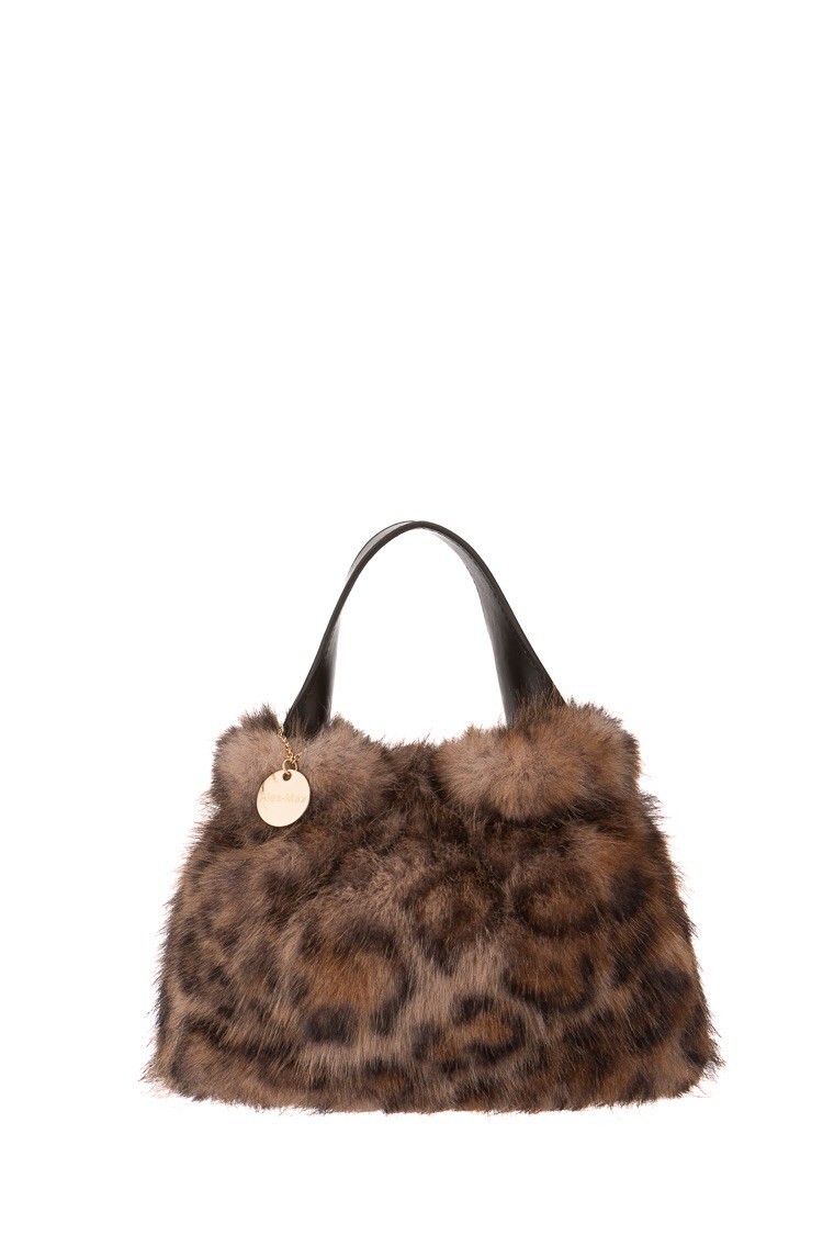 Italy Love義大利豹紋Vegah皮草毛毛手提包