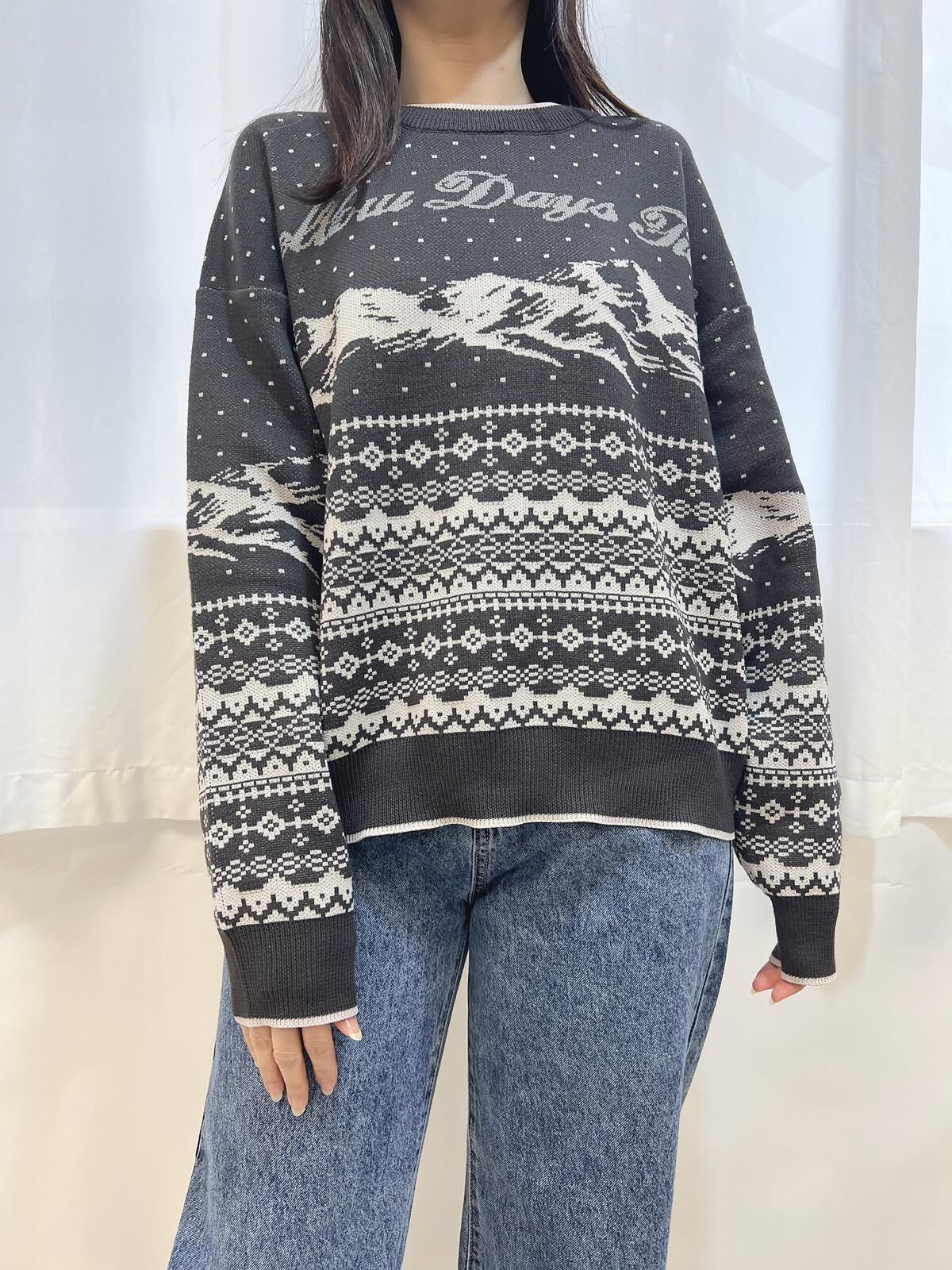 SM2 山形圖案提花針織 TOP