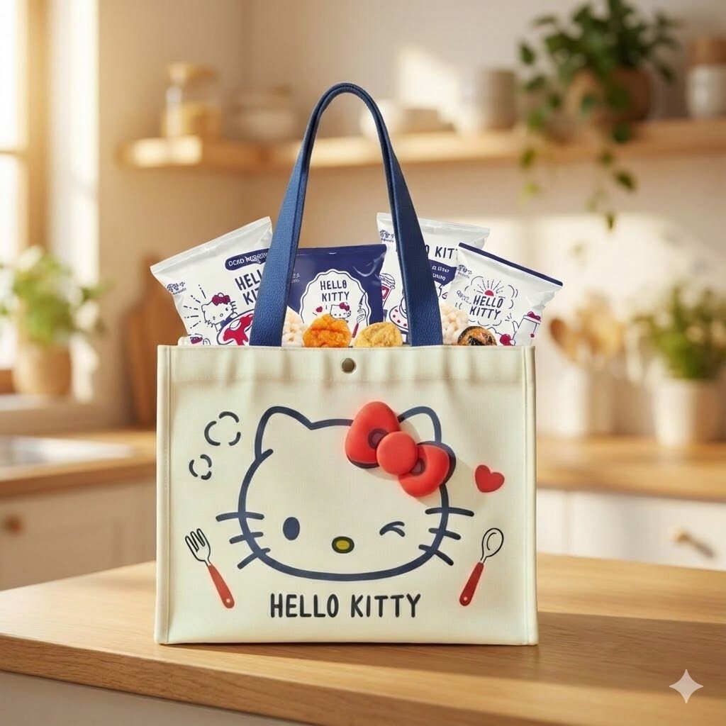 荳之家翠果子X Hello Kitty聯名小憩時光帆布包米果