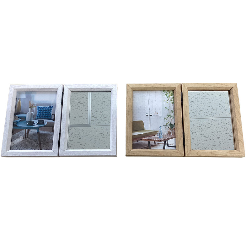 附鏡子立式二連相框/適用3.5×5吋相片