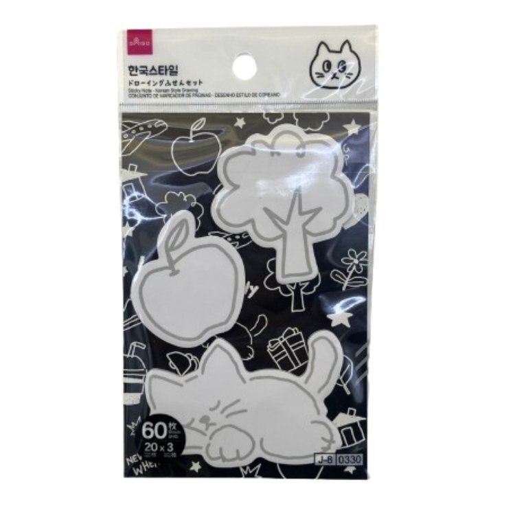 韓國風造型便利貼組/黑白插畫 20張×3種