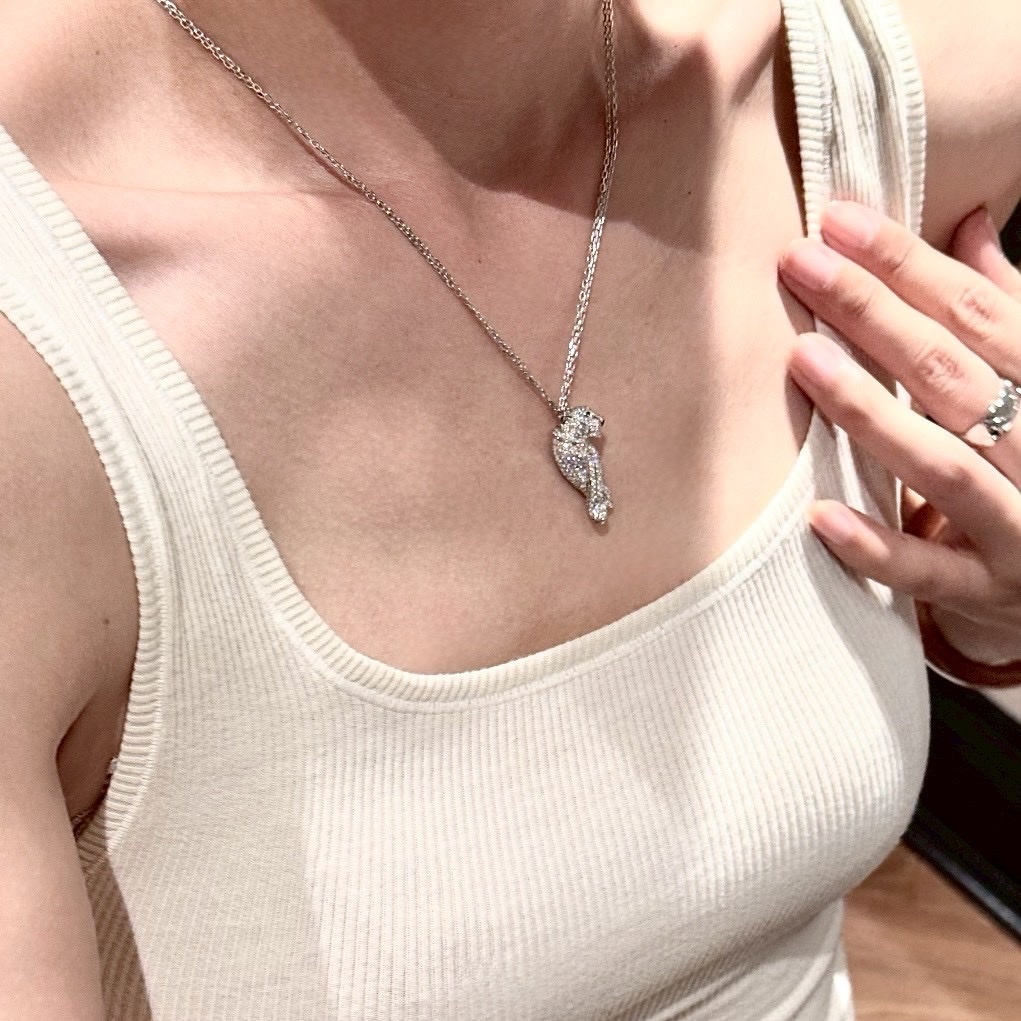 18k ct Panthère滿鑽大號害羞豹高奢定製項鍊