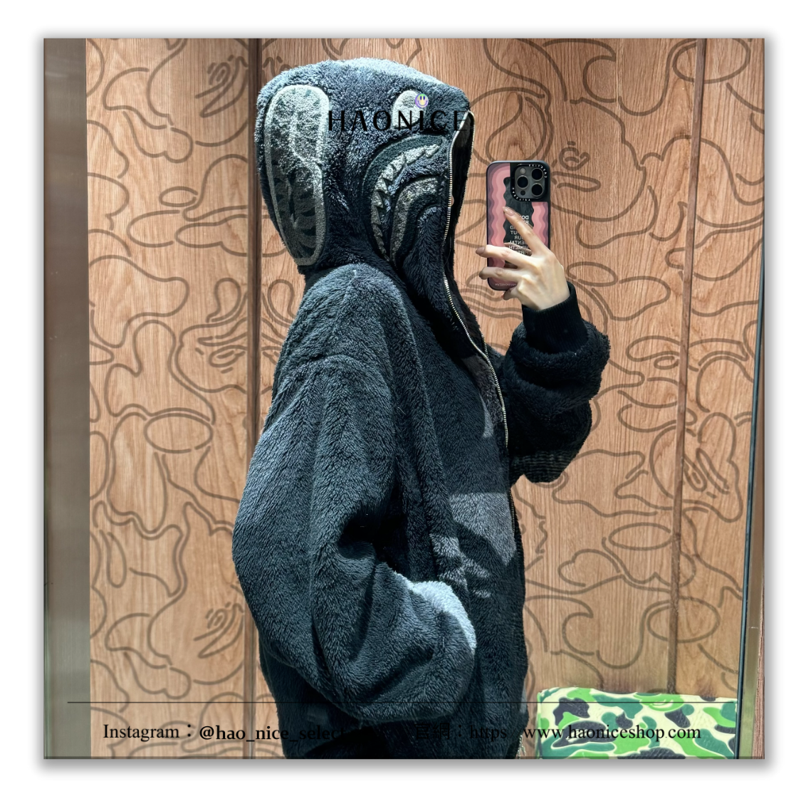 【HAO NICE】100%正品🔥日系潮牌Bape🦍 經典鯊魚人 毛絨迷彩 長袖外套 連帽外套