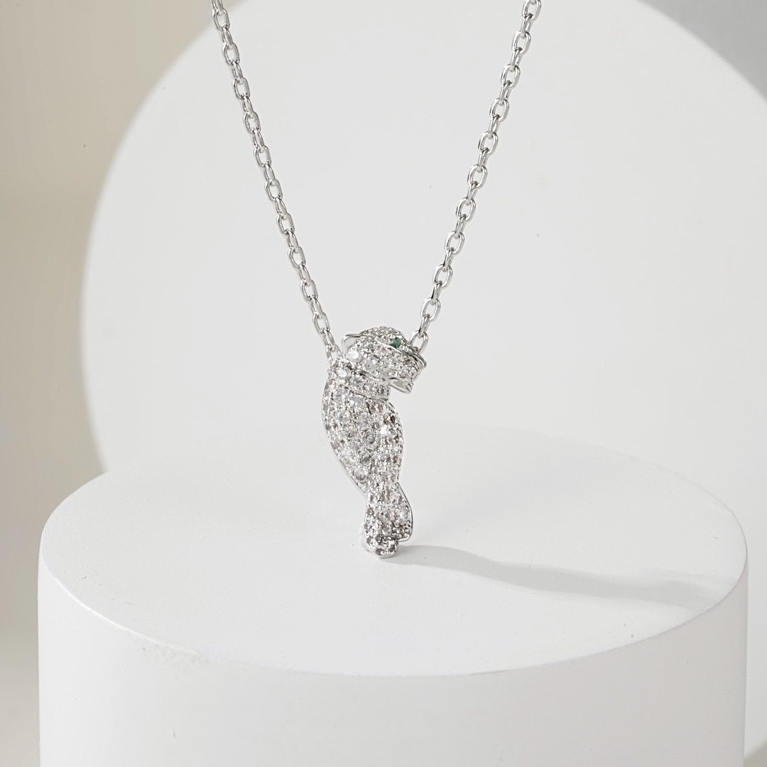 18k ct Panthère滿鑽小號害羞豹高奢定製項鍊