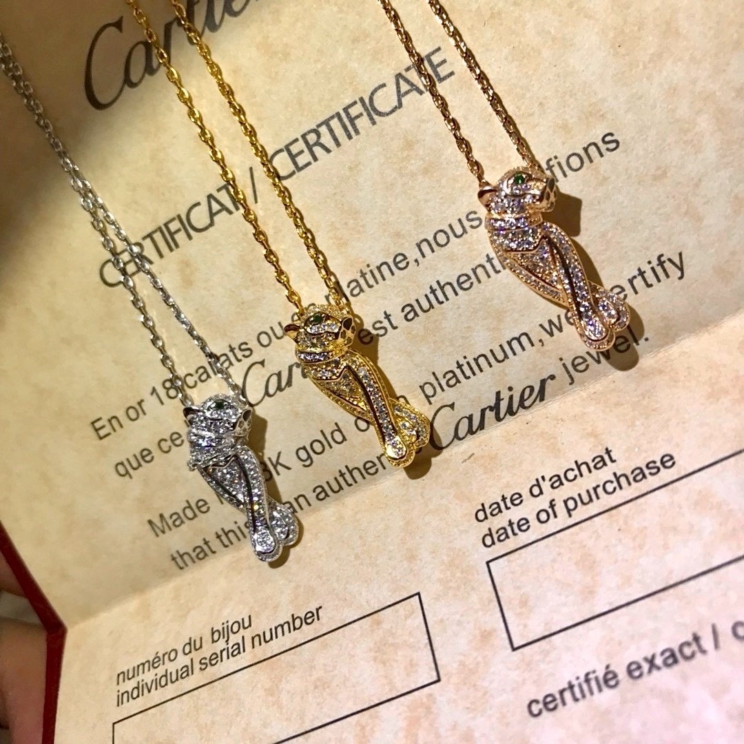 18k ct Panthère滿鑽小號害羞豹高奢定製項鍊