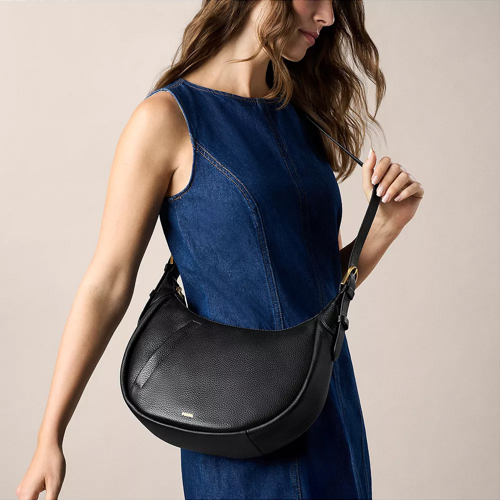 Sutton 真皮半月斜背包-黑色 SHB3270001