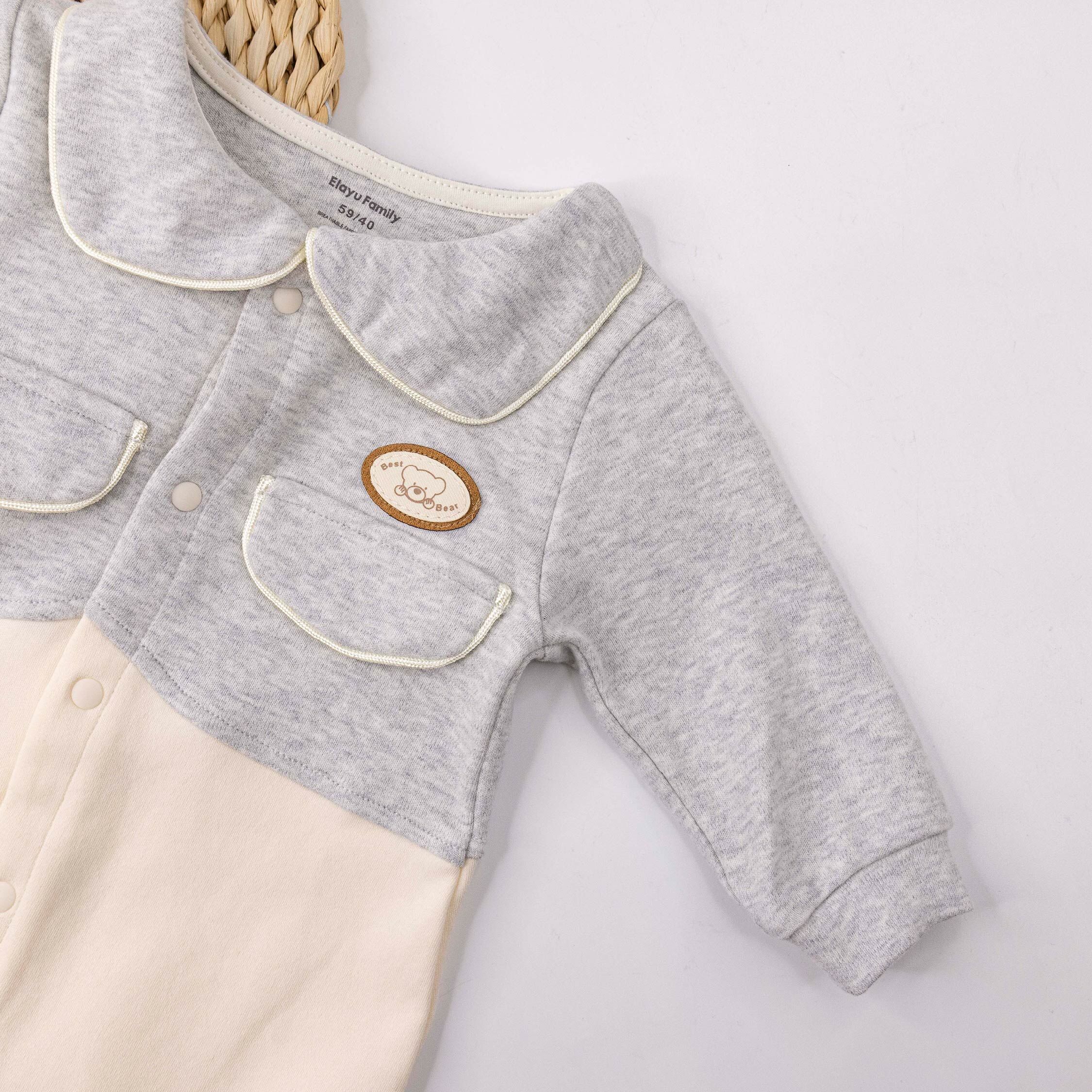 衣拉語【JG5209】質感熊熊小標假兩件連身衣＊三色