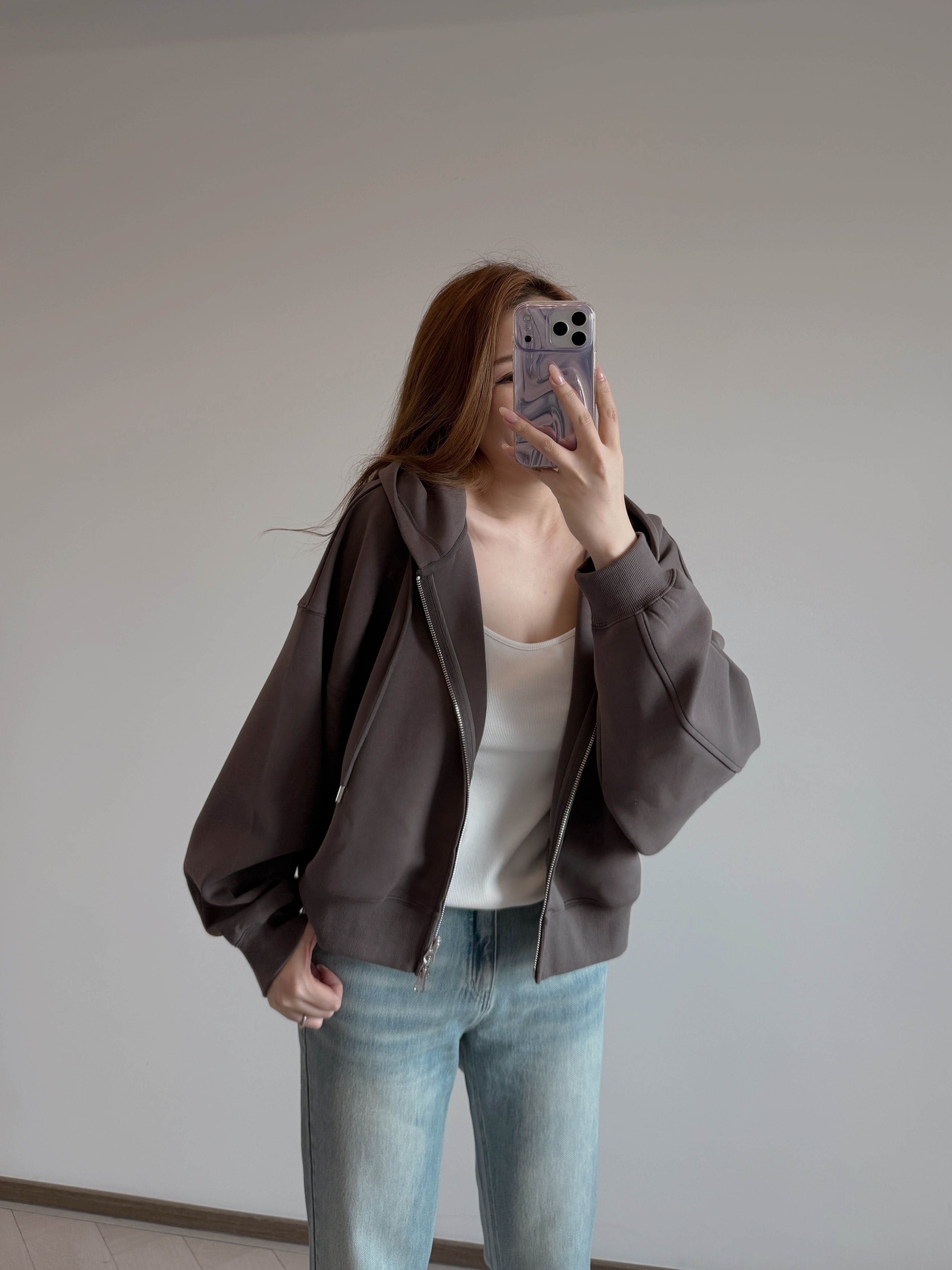 現貨 7315 蝙蝠袖短版衛衣外套- 灰色