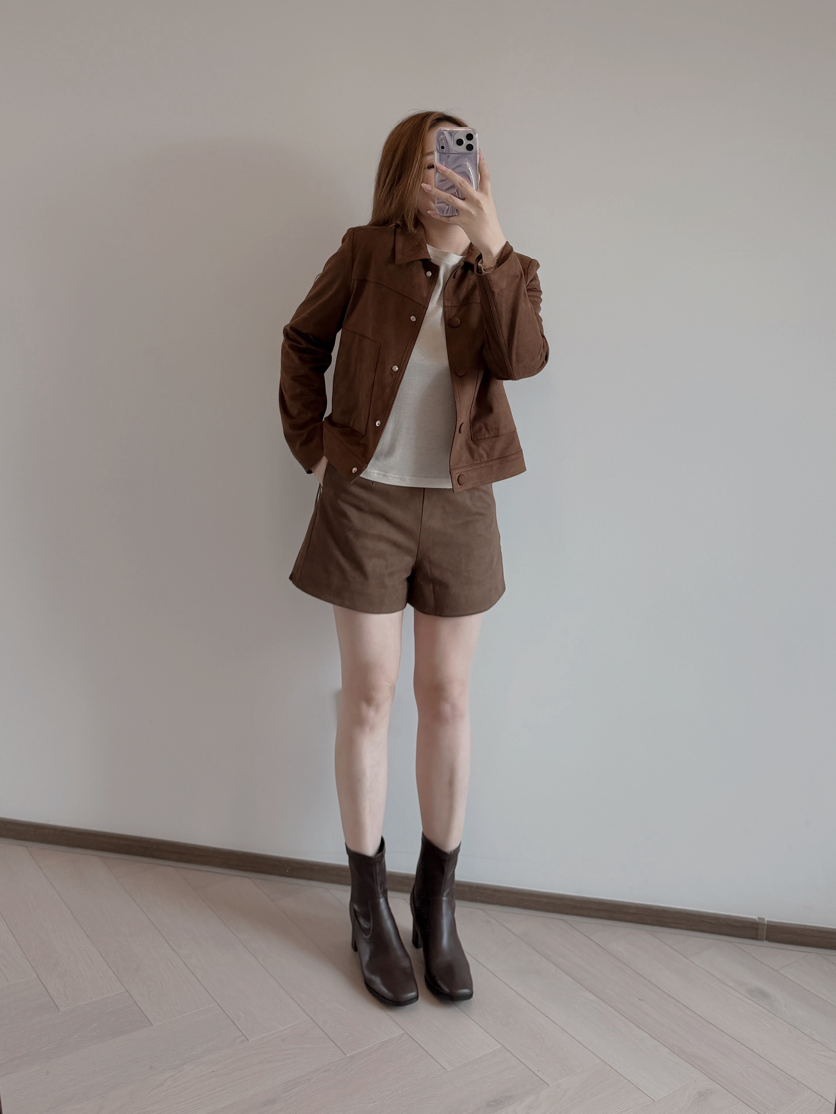 現貨 7338 深啡色軟絨短褲