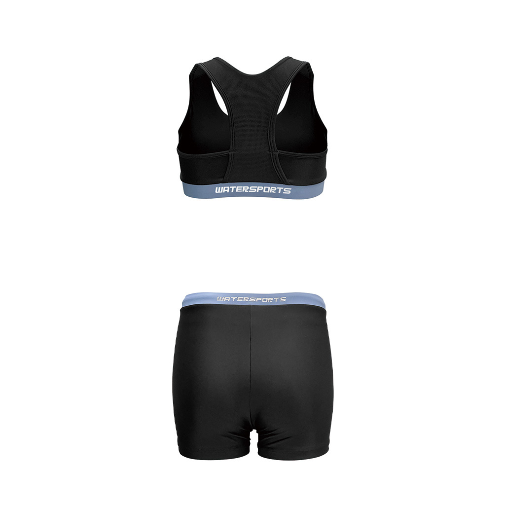 Sea Dive Swim Bra Top and High-waist Swim Trunk - Black/Light Blue