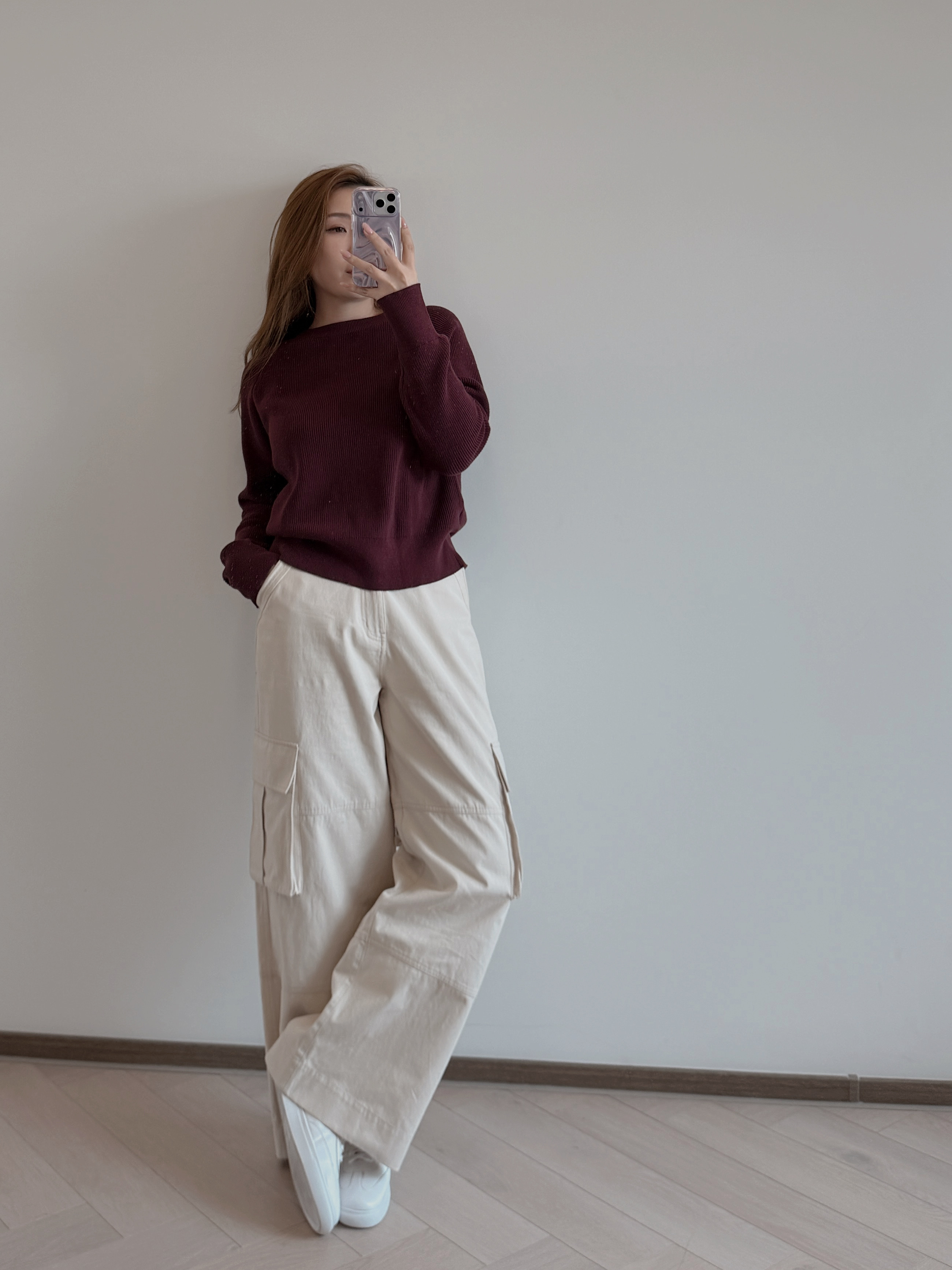 預訂/現貨 7356 英倫紅圓領短版線衫