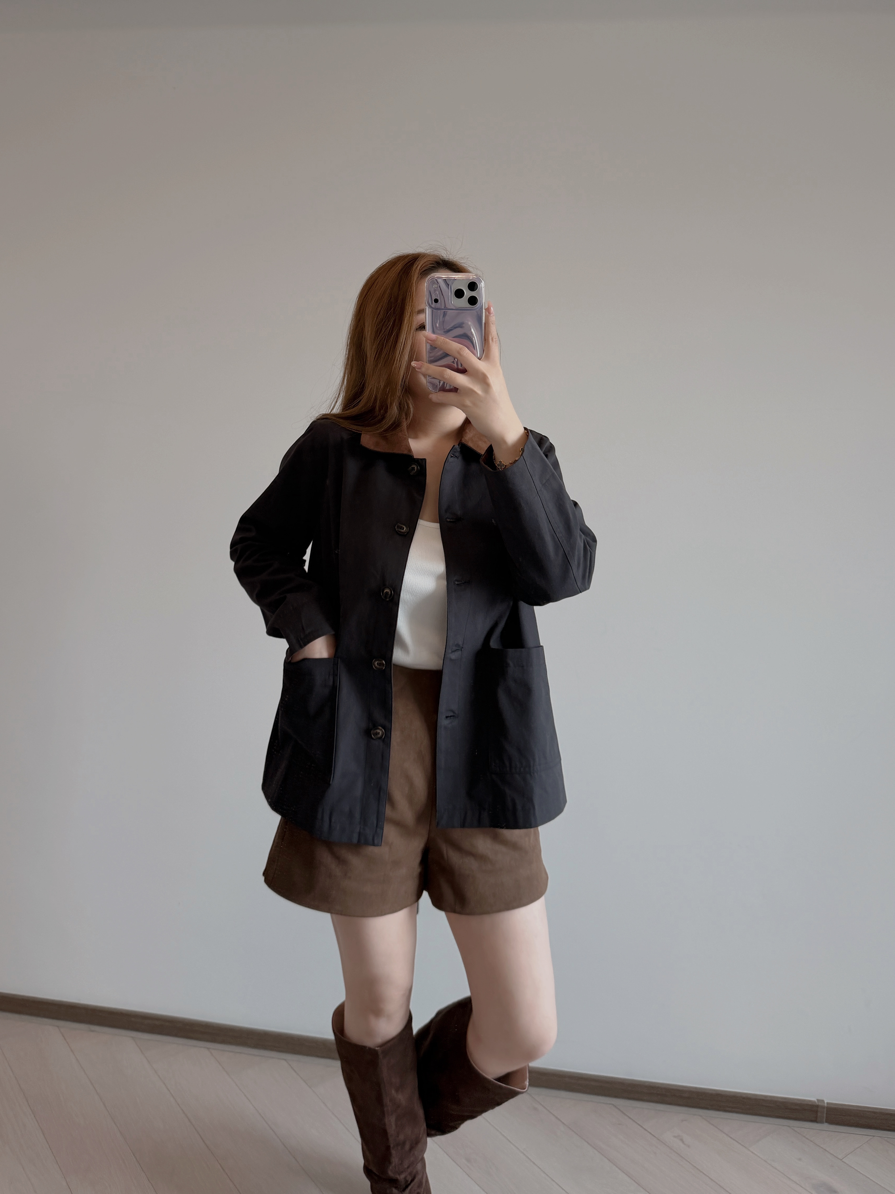 現貨 7362 翻領海軍藍薄外套